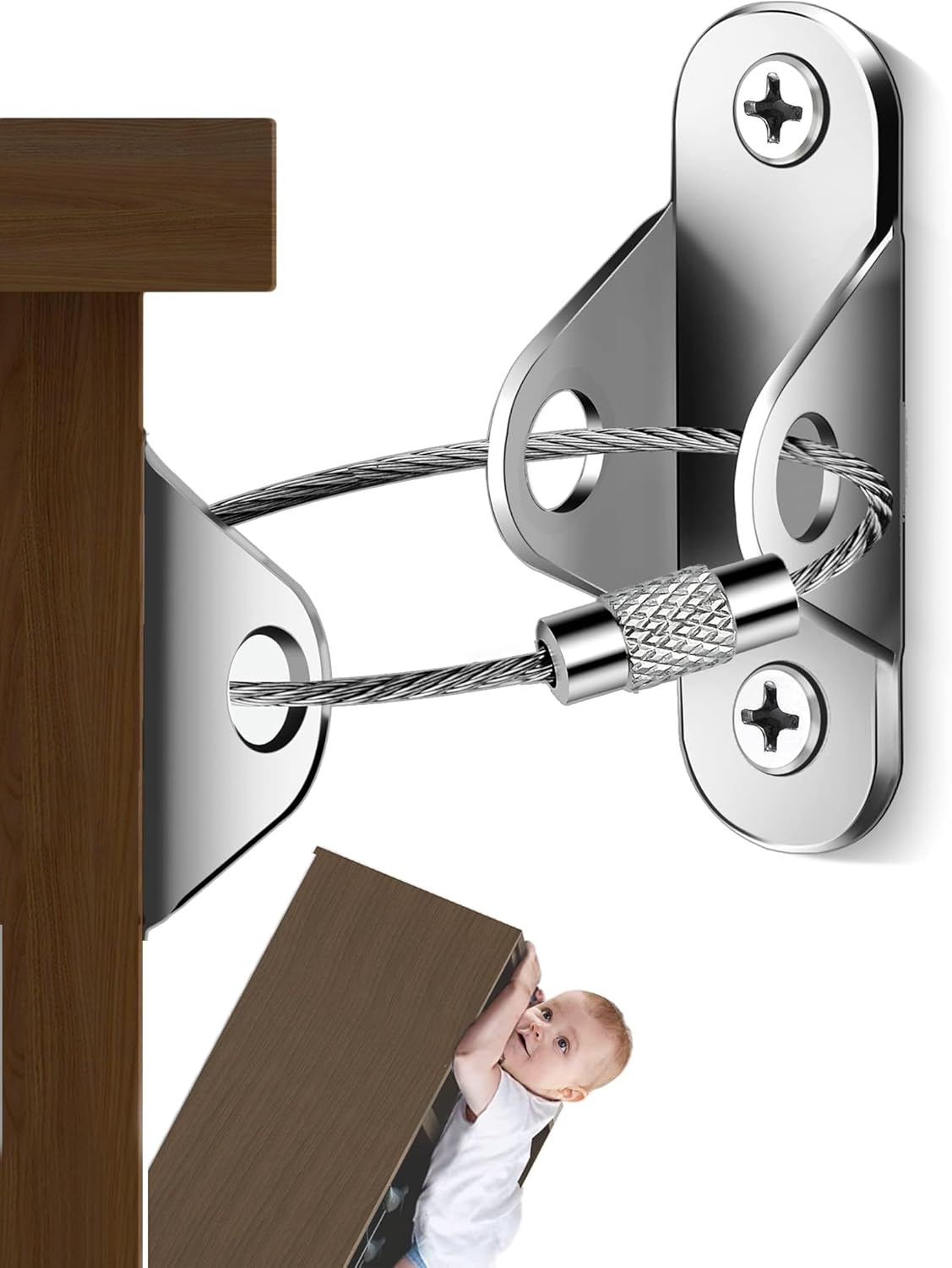 Furniture Wall Anchors 12 Pack, Baby Proof Anchors Stainless Steel anti Tip Furniture Straps, Black Furniture Anchors for Child Safety, Dresser Cabinet Bookshelf Anti-Tip Kit, DEMIBAZ