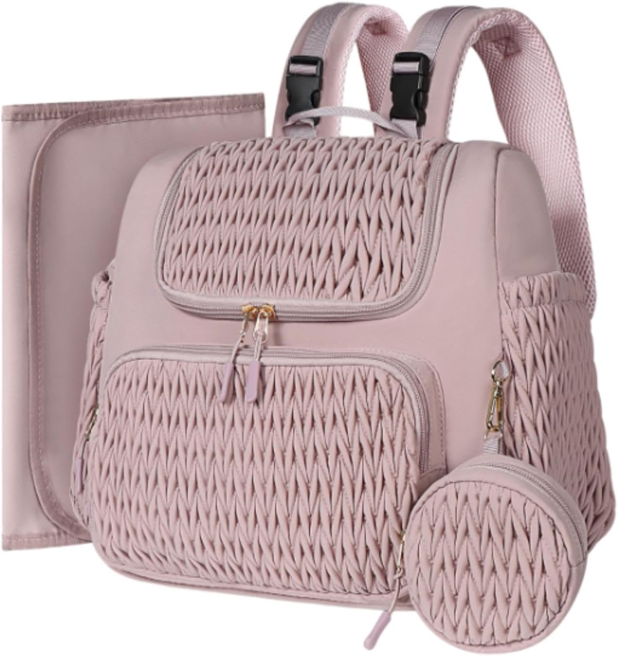 Amagogo Diaper Bag Nylon Portable Backpack Nappy Bag for Baby Travel Outdoor Dad Mom, Pink image number 5