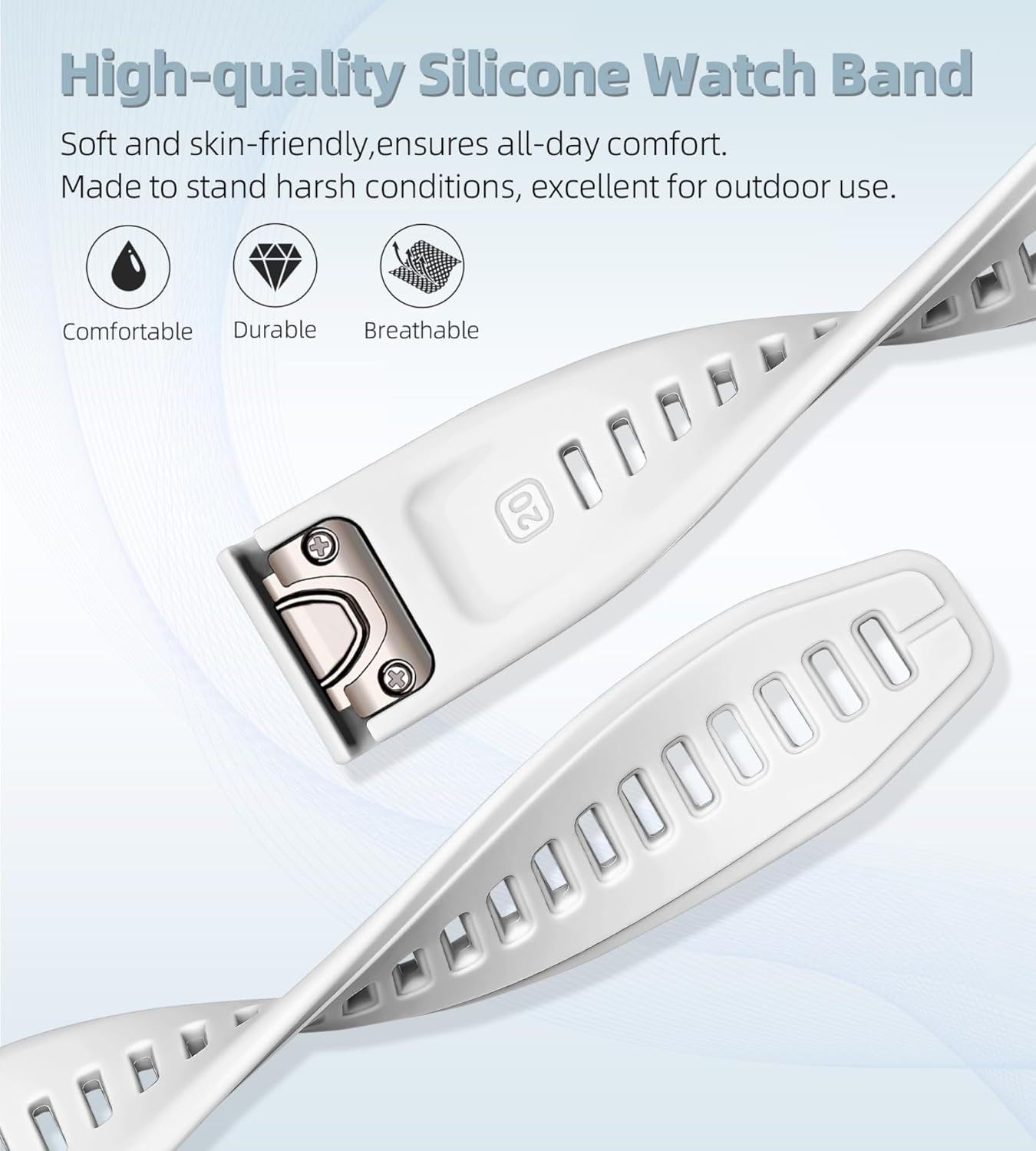 PCAVO Quickfit 20Mm Watch Band for Garmin Fenix 5S 6S 7S Pro Solar - Rose Gold Buckle - Rugged Silicone Wristband Replacement for Garmin Epix Pro Gen 2 42Mm Descent Mk2S/3/3I image number 6