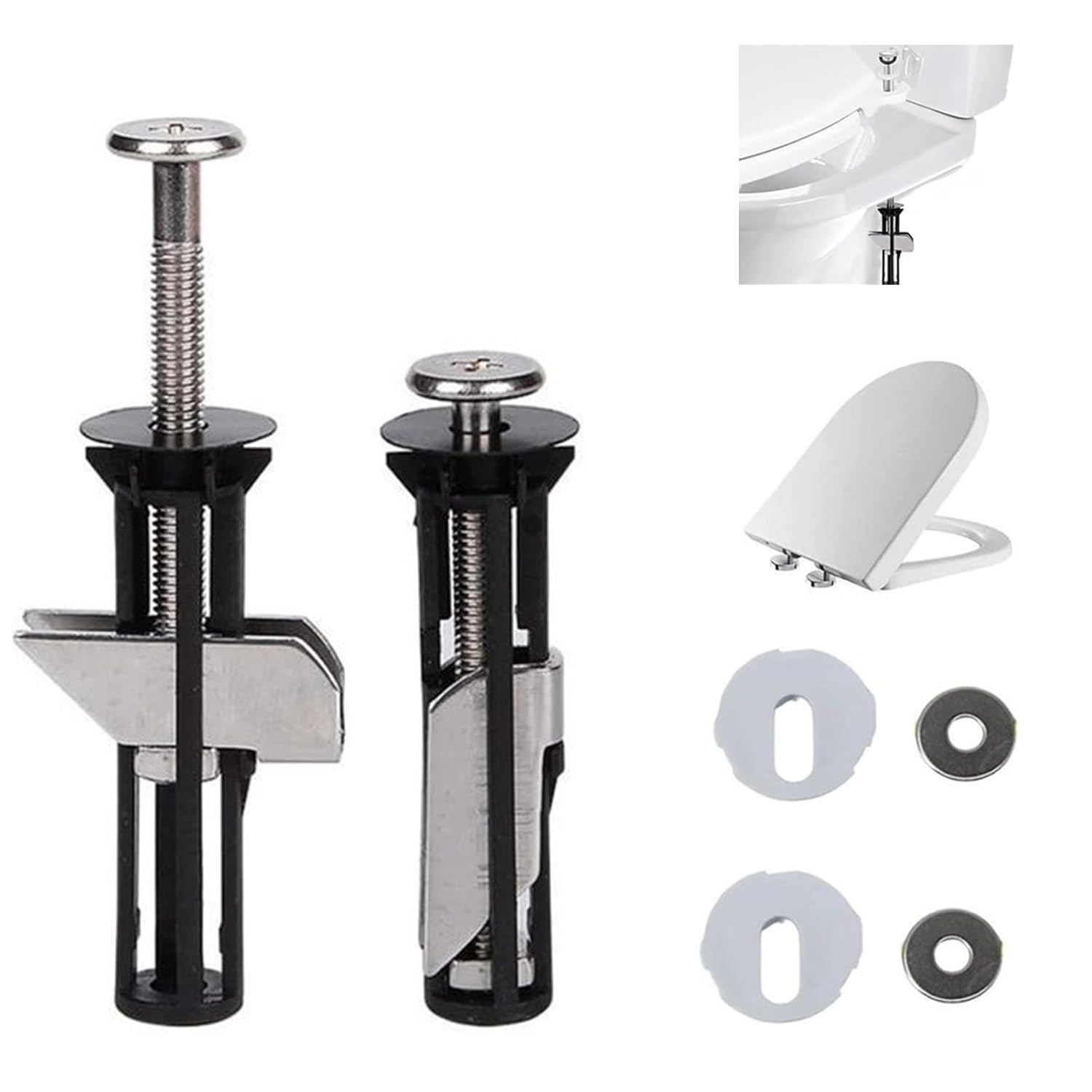 LOLLIDO 4PCS Toilet Seat Fastener Bolt Kit - Heavy Duty Toilet Seat Bolt Kit, New Universal Toilet Seat Screw Replacement - Nut Screw for Easy Installation, Maintenance of Toilet Seats image number 3