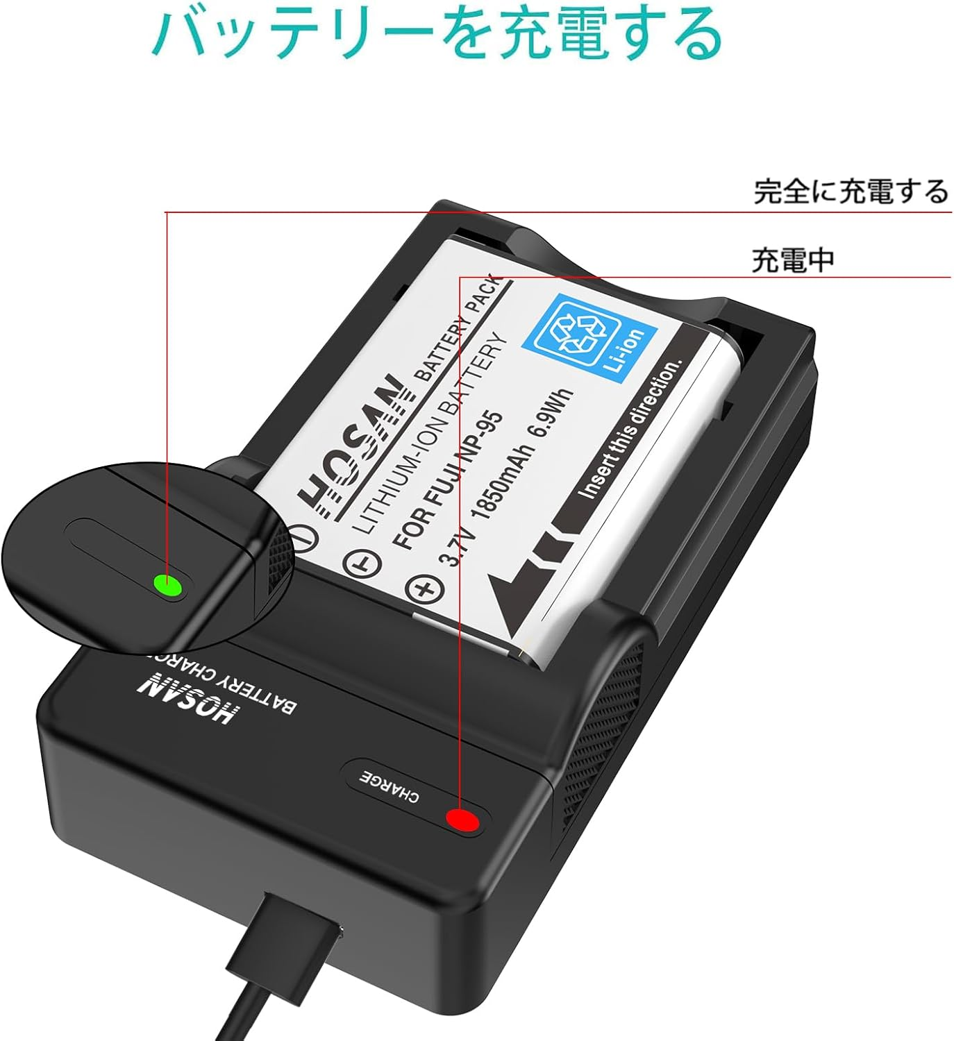 NP-95 Replacement Battery (2-Pack) and Portable USB Charger Kit for Fujifilm NP-95 Finepix F30 F31Fd Real 3D W1 X100 Fujifilm X100S X-S1 image number 2