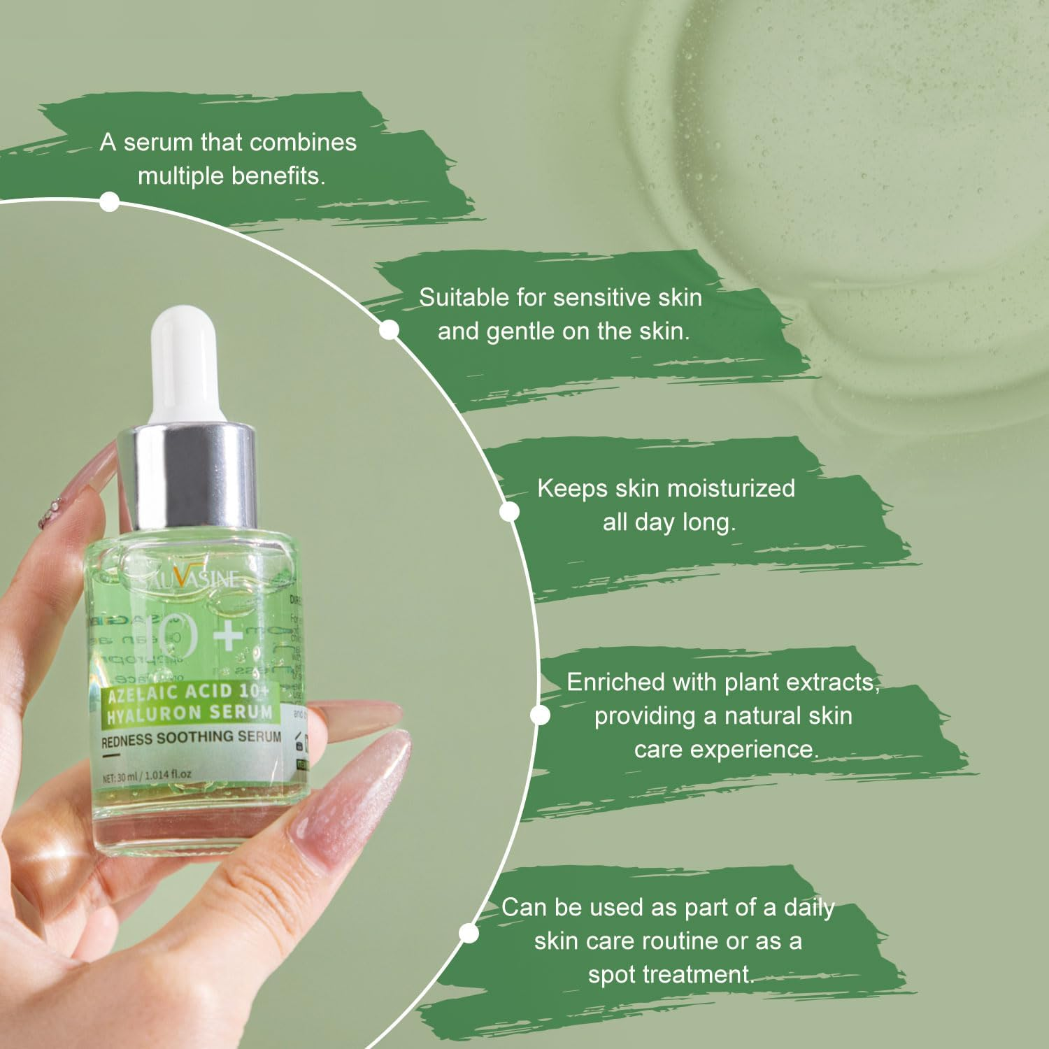 10% Azelaic Acid + Hyaluronic Acid Calming Serum - a Gentle Facial Serum for Sensitive Skin, Formulated with Hyaluronic Acid to Help Soothe Skin, Vegan-Friendly, 30Ml【Not Aunaxxx Brand】 image number 1