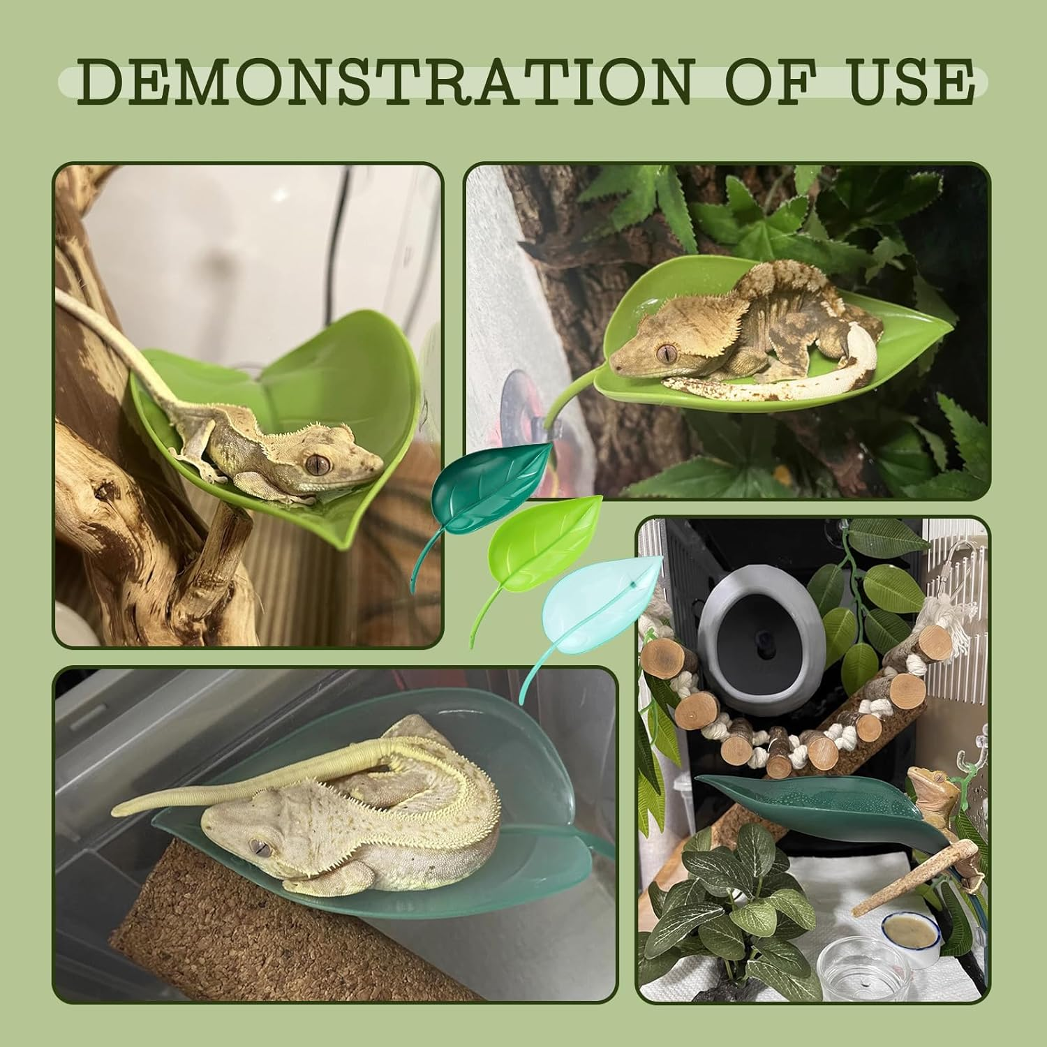 Yitexin 6 Pieces 3 Colors Betta Hammock Pad with Suction Cups, Simulating Habitat Betta Leaf Basking Bed Platform, Small Resting Tank for Tree Frog Terrarium Turtle Fish Pet (3 Color, 18.5 X 7 Cm) image number 2