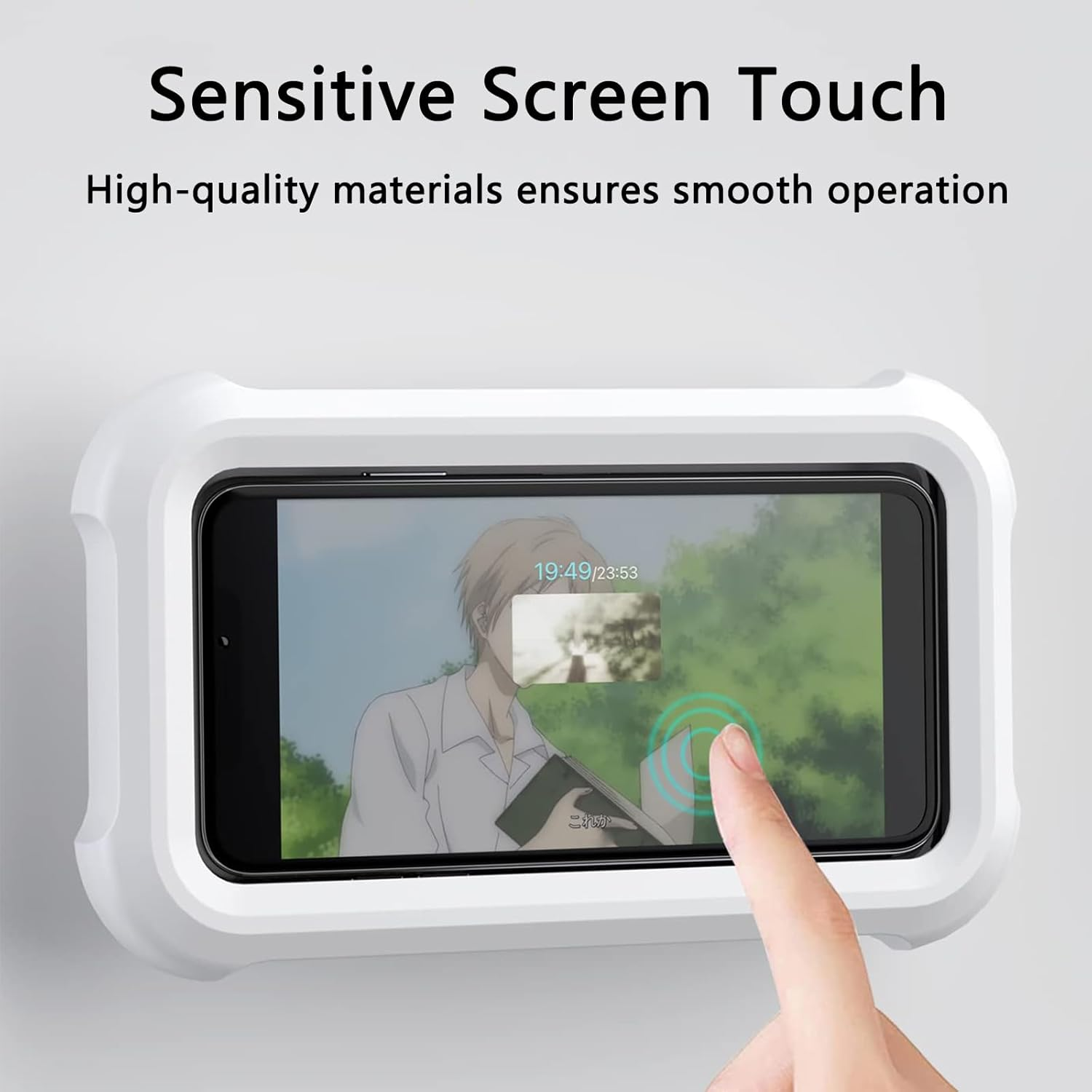 TONGLUO Shower Phone Holder Waterproof, 360&deg; Rotation Adjustable Wall Mount, Bathtub/Bathroom Phone Stand with Anti-Fog Case for Iphone 17 Pro Max Air and 4-7" Phones(White)