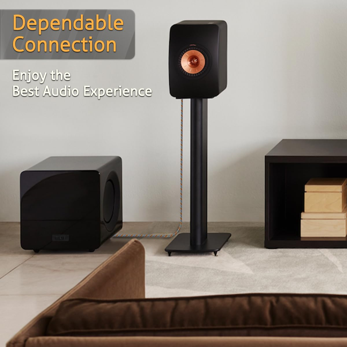 UCINNOVATE High-End RCA Subwoofer Cable, 4.5M / 14.7Ft Audio Stereo Subwoofer Cable RCA Male to Male with Gold-Plated Connector for Stereo System, Home Theater, Speakers Bass Performance image number 4