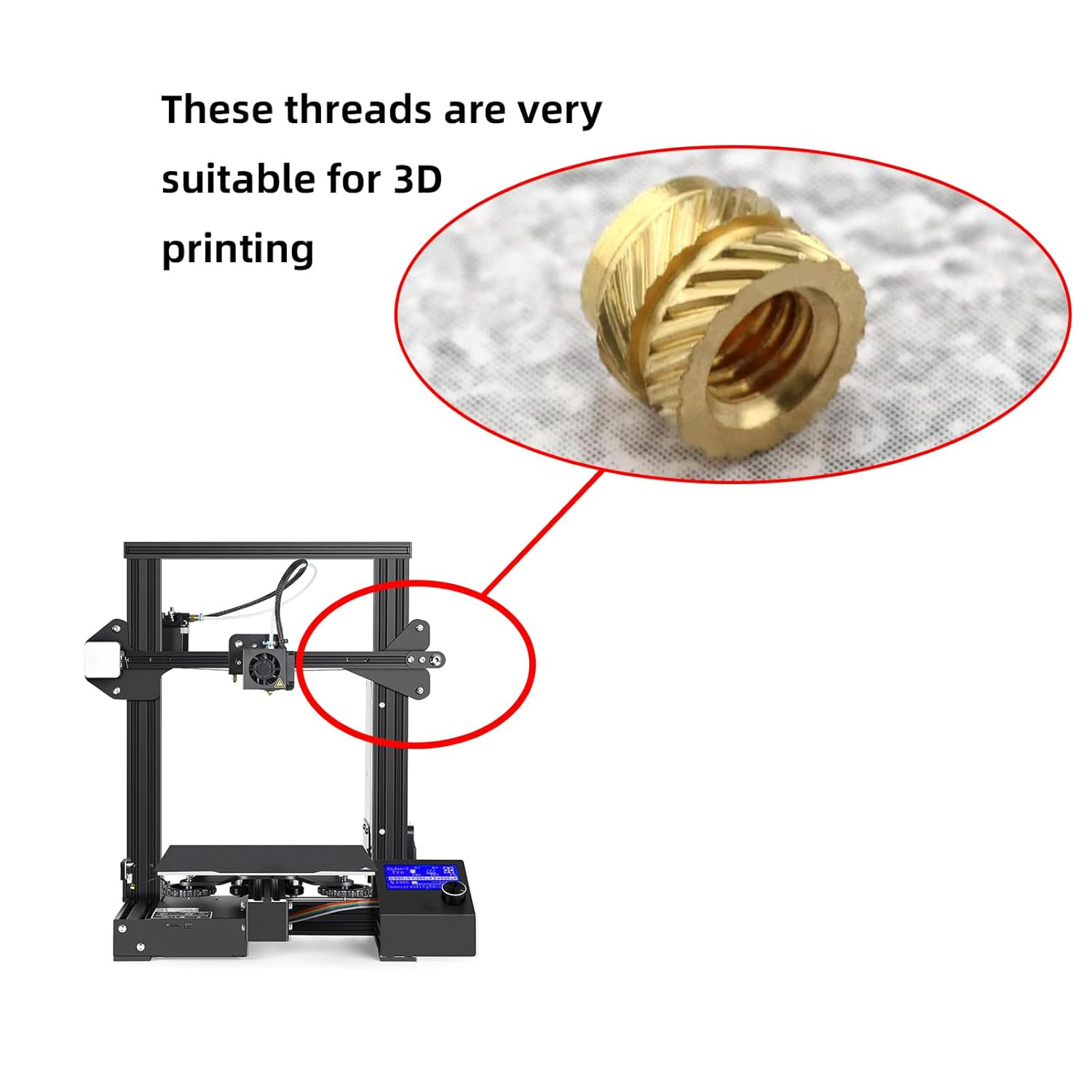 Luojinluoda 100PCS Threaded Inserts M3 Assortment Box - Brass Heat Set Insert for Plastic Parts - Metric Knurled Nuts for 3D Printers (M3X4X5Mm) image number 1