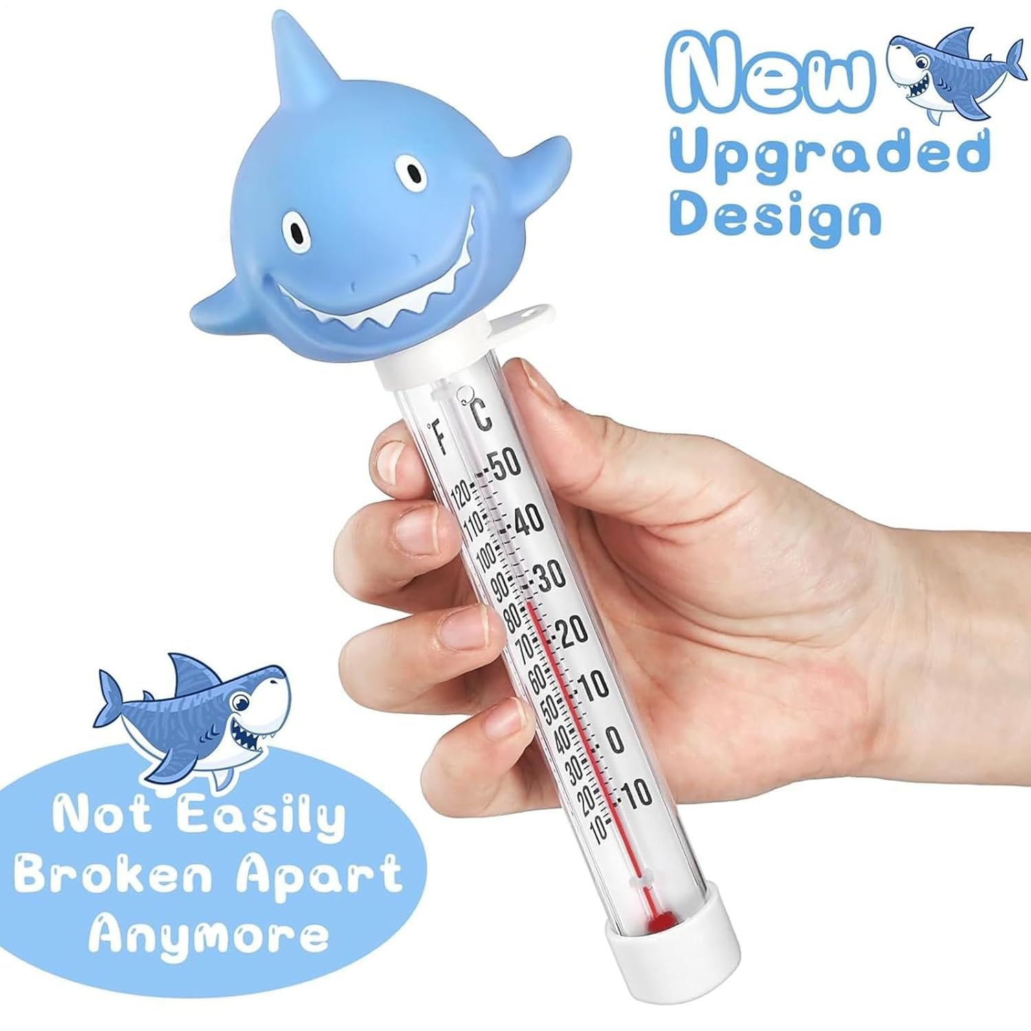 Pool Temperature Gauge &ndash; 9.06 Inch Thermometer | Floating Leakproof Feature &ndash; Shark Style Water Thermometer for Accurate Reading in Pools Spas Ponds Aquariums | PP Device &ndash; Indoor Outdoor Use image number 4