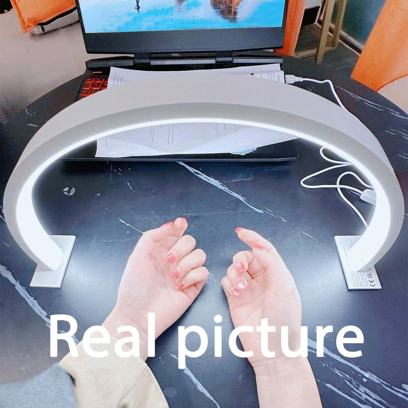 Aipaite L52 Cm (20.47 Inches), H30 Cm (11.81 Inches) Crescent Moon Lamp, Eyelash Cutting Table Lamp, Reading Lamp, Nail Lamp for Nail Table, Interior Lighting Table Lamp, Nail & Face Care Desktop image number 6