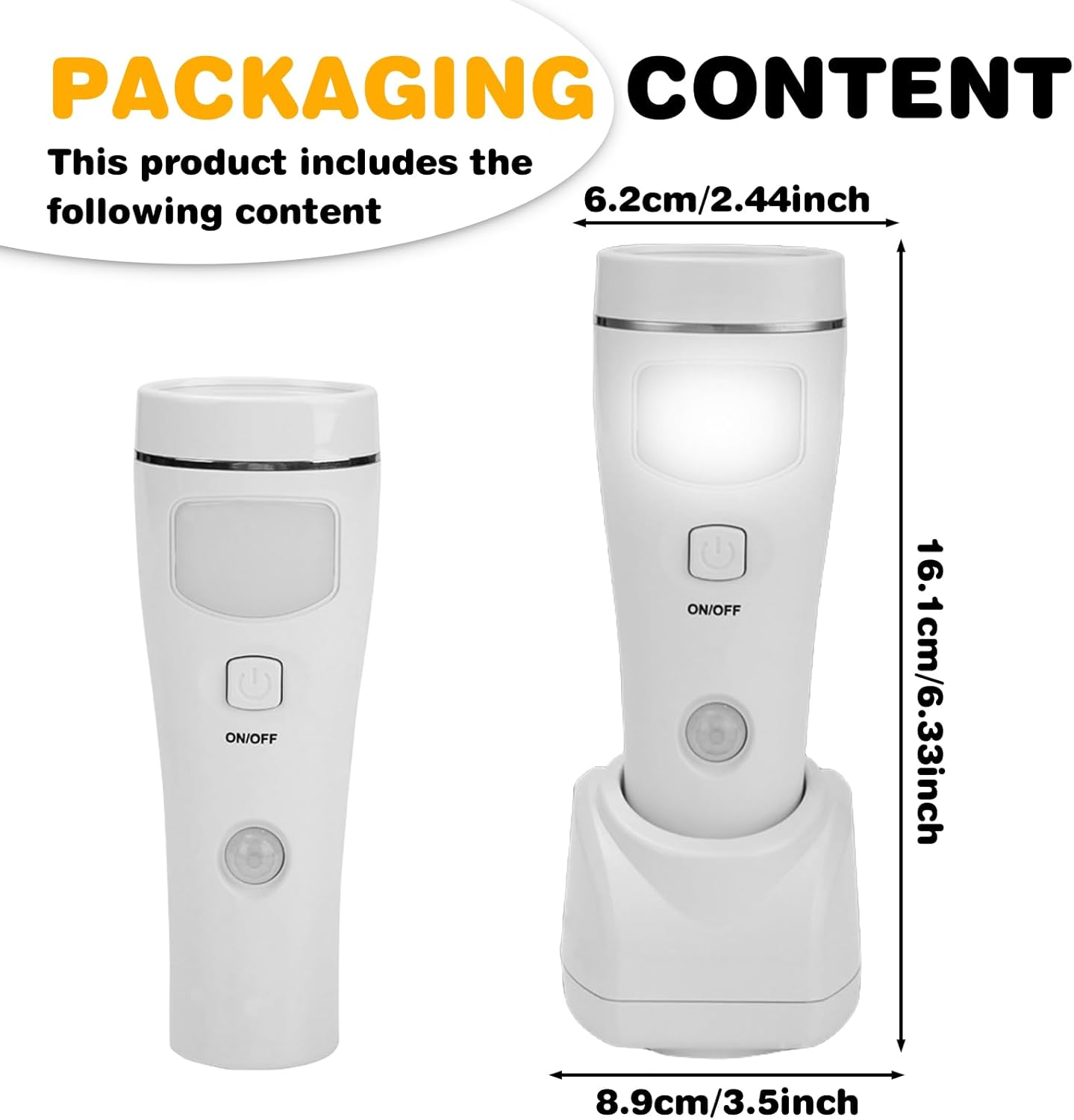 Night Light Torch: LED Plug Induction Torch, Rechargeable Wall-Mounted Sensor Light Torch, Emergency Torch for Power Outages, Emergencies, Indoor and Outdoor Use (White) image number 6