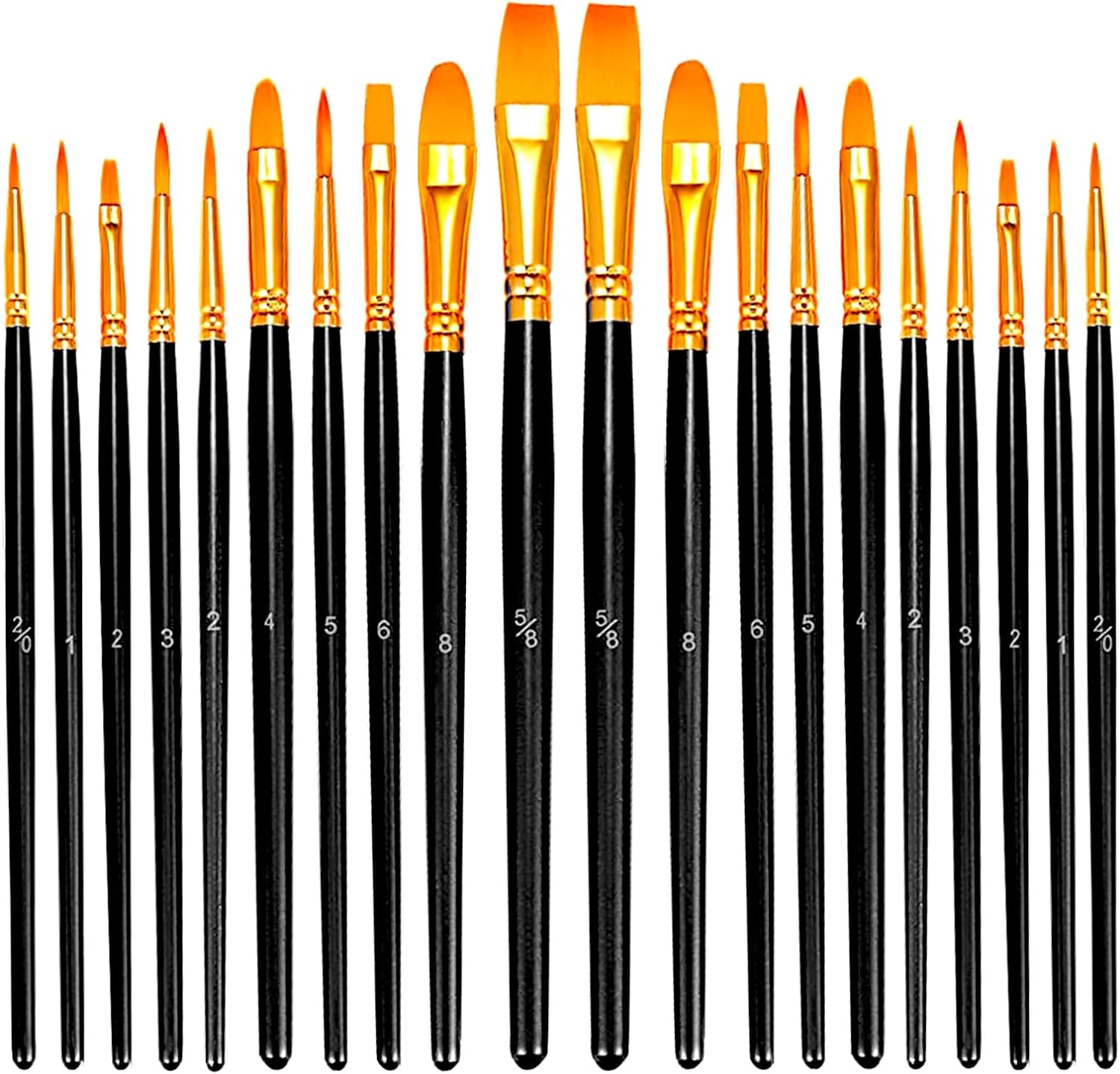 Rustark 20Pcs Pearlescent Paint Brush Set Professional Watercolor Brushes round Pointed Tip Nylon Hair Artists Paintbrushes Watercolor for Oil Acrylic Miniature Detailing Painting, Black image number 4
