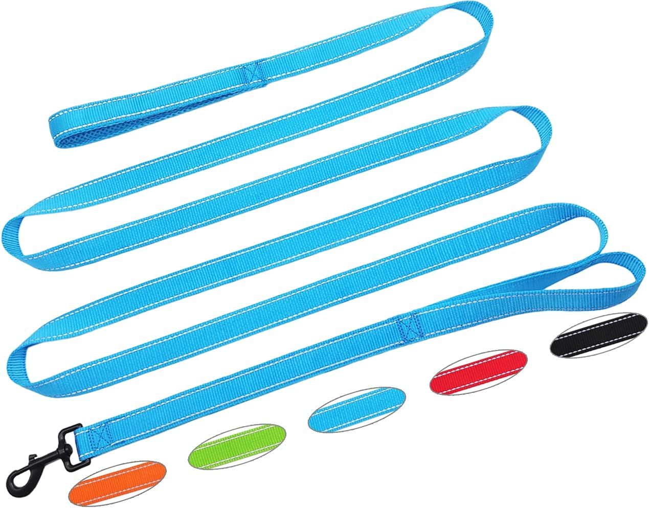 SEPXUFORE 10 FT Traffic Leash with 2 Handle Dog Leash Reflective, Easy Control Training Walking Nylon Two-Double Handle Dog Leash for Large Medium Dogs and Pullers