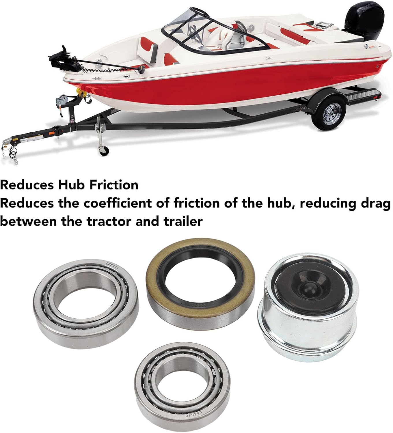 2 Sets Boat Trailer Axle Bearing Kits for 1‑1/16In to 1‑3/8In Trailer Axles 3500Lb 84 Spindle, L68149 L44649 Bearing Kits, Trailer Axle Wheel Hub Bearings Kit, Easy Installation
