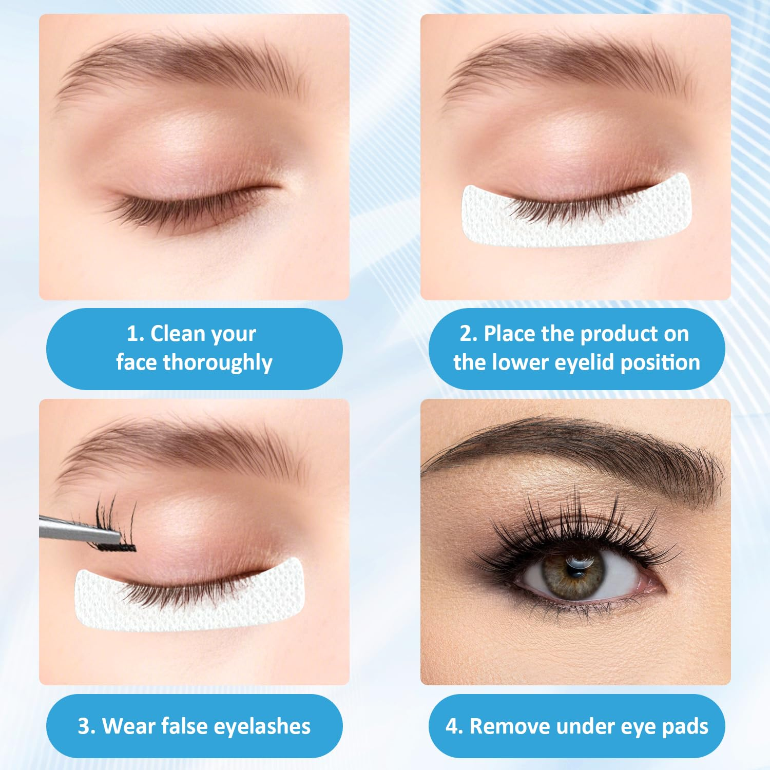 EKIND Eyelash Extension Pads, Non Woven Adhesive Eye Stickers Grafting Isolation Tape Breathable Eye Patch Makeup Stencils(100Pcs,White) image number 2