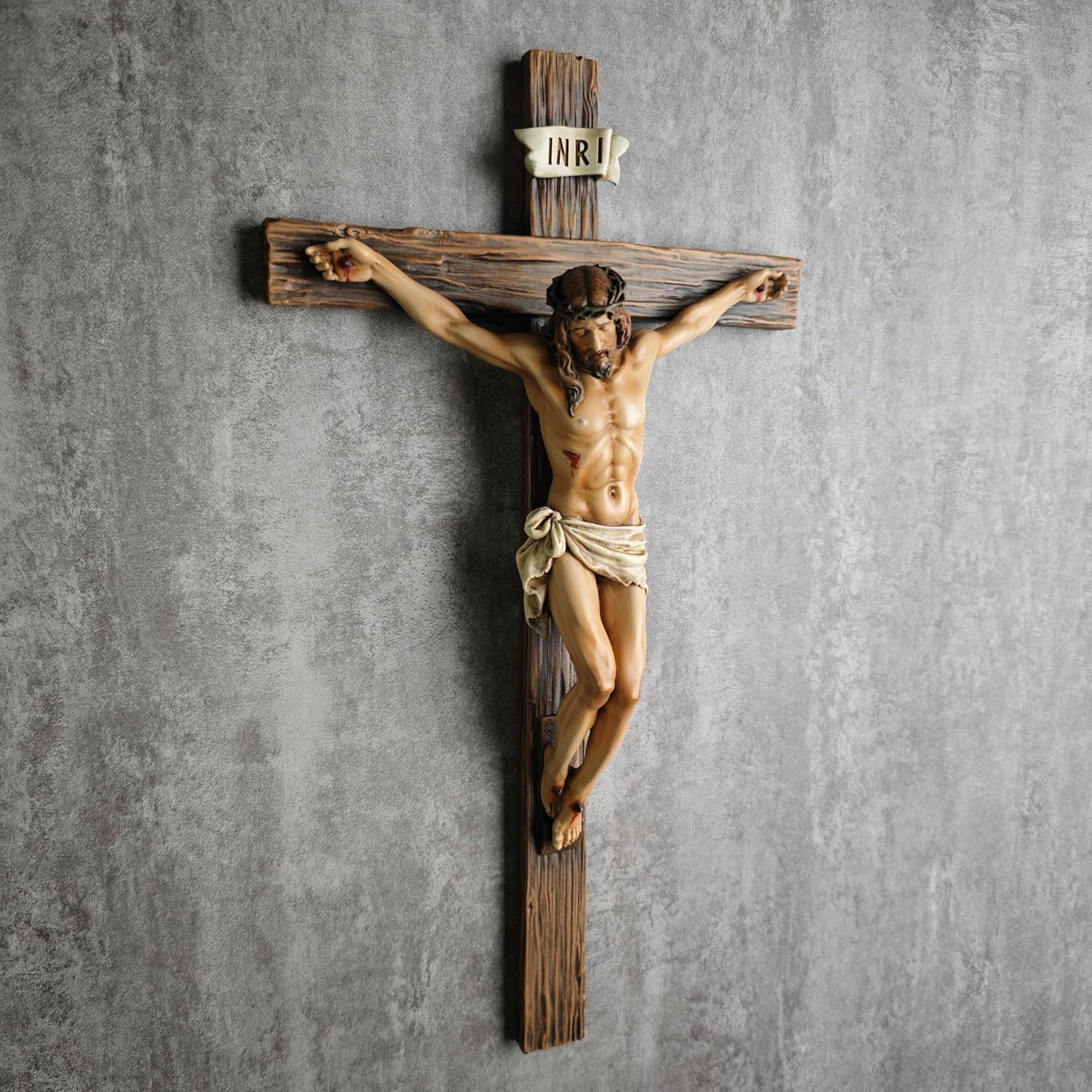 BC Catholic Crucifix Wall Cross, Jesus Christ Inspirational Home D&eacute;cor, Religious Devout Gift, 14"H, Renaissance Sculpture Handmade by Buildclassic image number 6