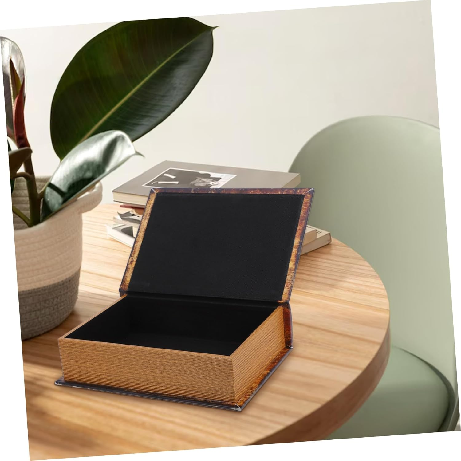 Vintage Book Shaped Storage Box Decorative Fake Book Key Box Large Nautical Map Design Decorative Bookshelf Prop Keepsake Organizer image number 3