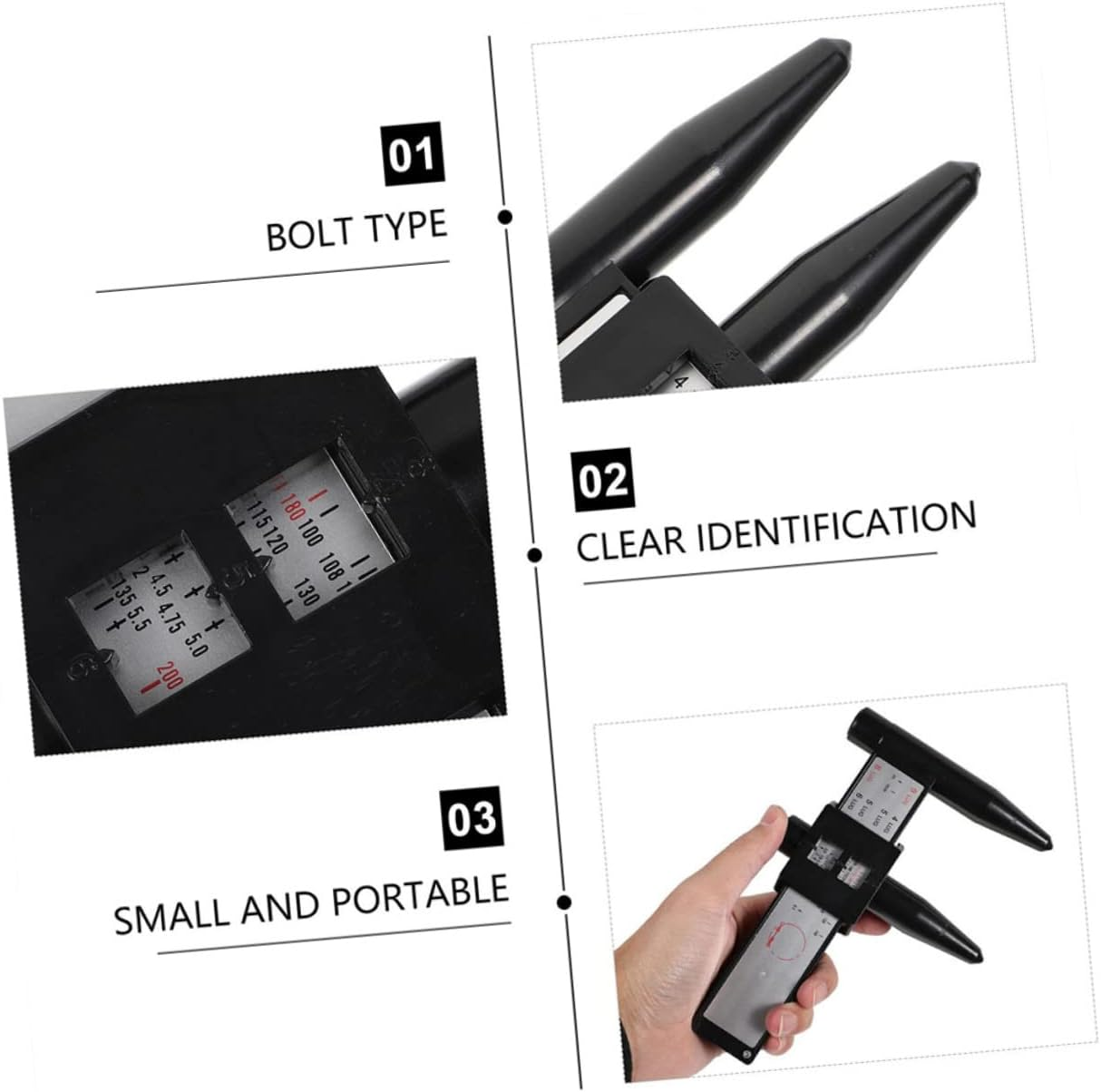 COOLHIYA Wheel Rim Gauge Ruler Vernier Calipers 8Lug Hub Pitch Measurement Tool for Car Wheels Equipment image number 3