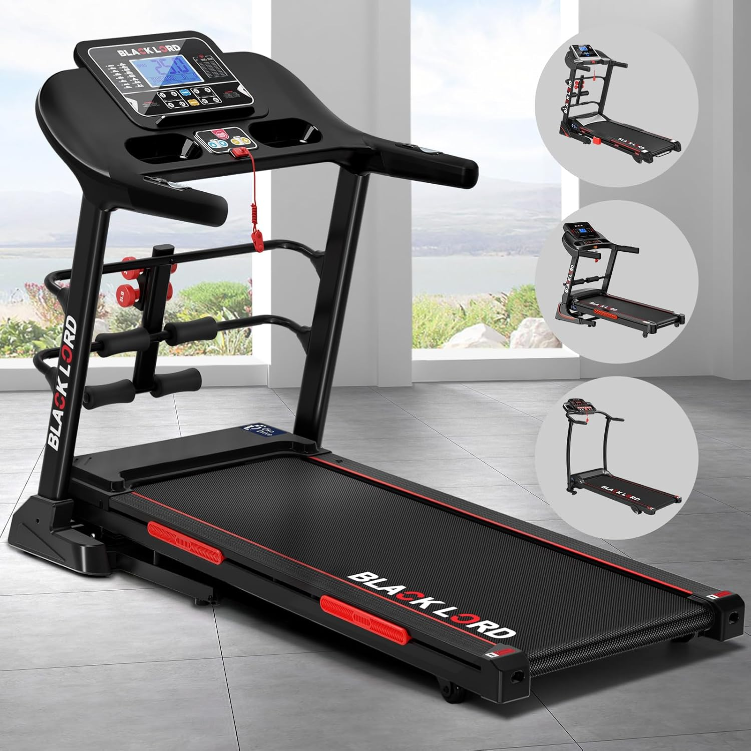 BLACK LORD Treadmill Electric Running Machine Workout Exercise 2.2/2.4/3.0/3.2/3.5/4.0/5.2HP Fitness Equipment Walking Jogging Trainer for Home Gym Office Commercial Series