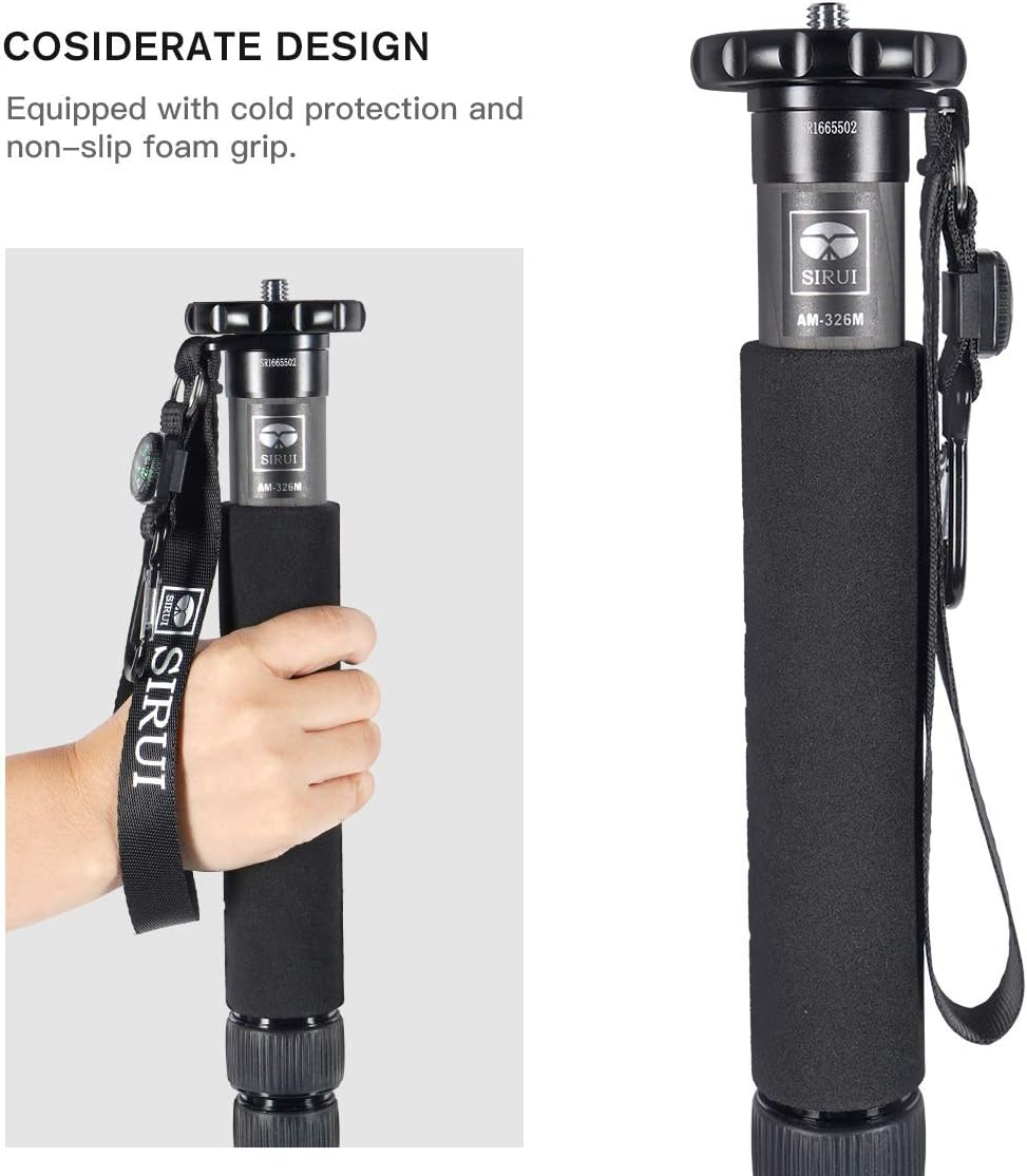 SIRUI Camera Monopod AM-326M, 6 Section Carbon Fiber Portable Compact Lightweight Travel Monopod image number 6