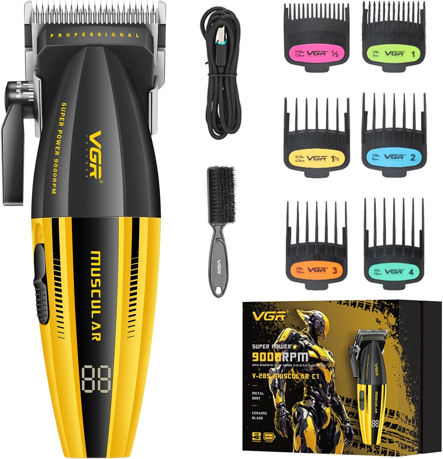 VGR 285 Fresh Fade Hair Trimmer for Men, 9000RPM Professional Barber Clipper for Haircut, Wireless Small Trimmer, Lightweight Versatile Barber Set with LED Display image number 2