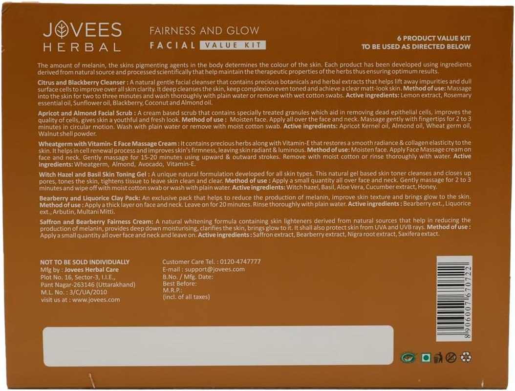 Jovees Fairness and Glow Facial Kit (315 G)-Set of 6