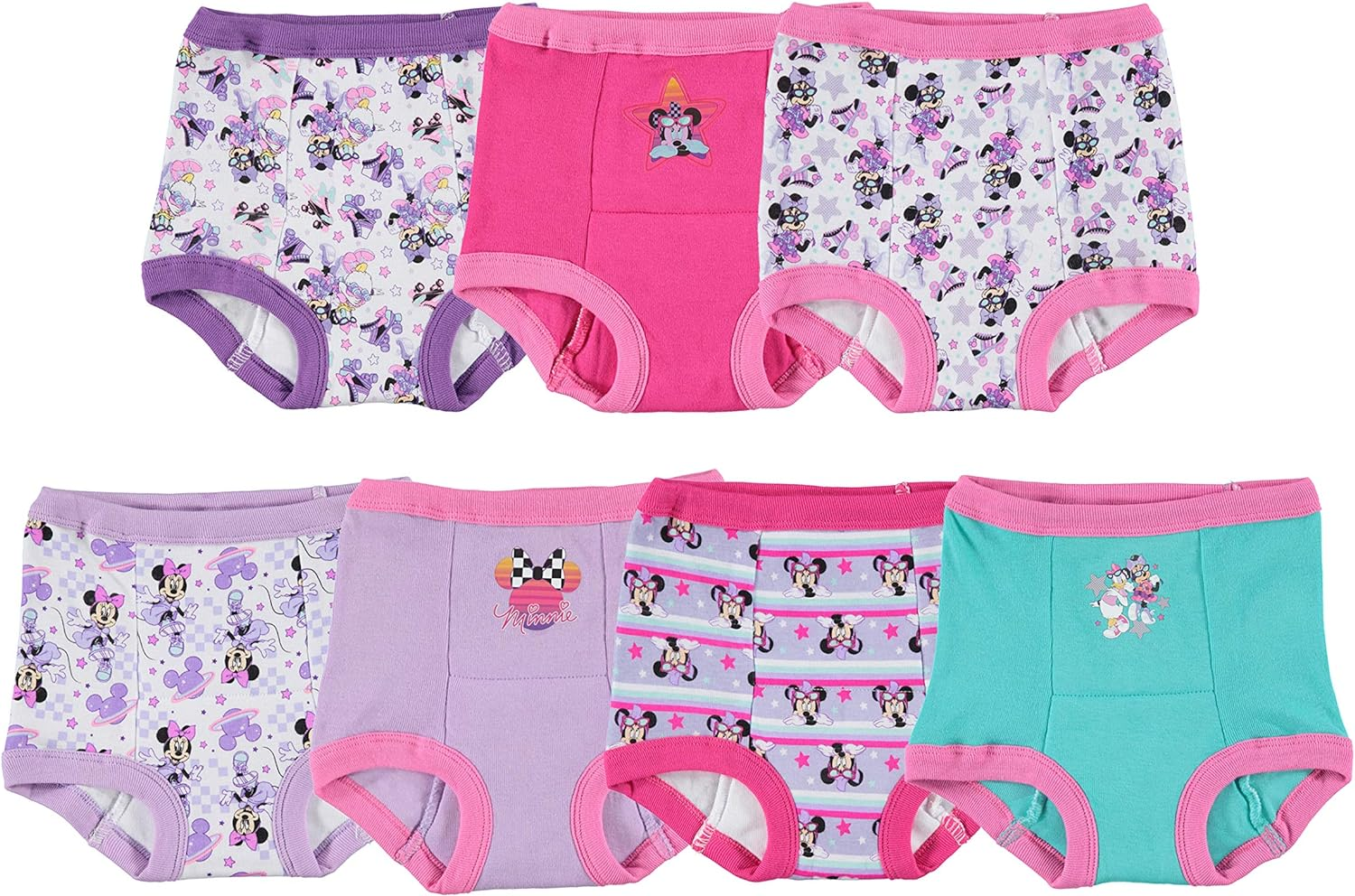 Disney Girls Minnie Mouse Pants 3-Pk, 10-Pk Sizes 18M, 2T, 3T & 4T Baby and Toddler Potty Training Underwear, Minnie Assorted, 18 Months US