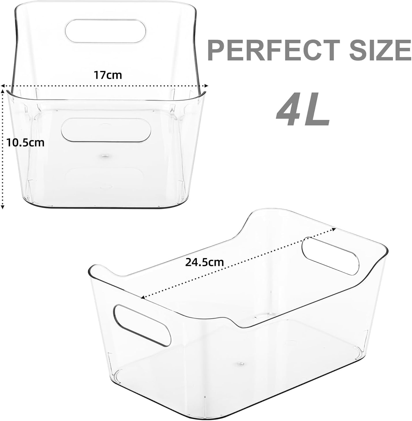 12 Pack Plastic Storage Bins, Multi-Use Organizer Bins, Pantry Organizer, Clear Storage Containers for Home, Kitchen, Office, Cabinet, Shelf and Fridge Organization image number 5