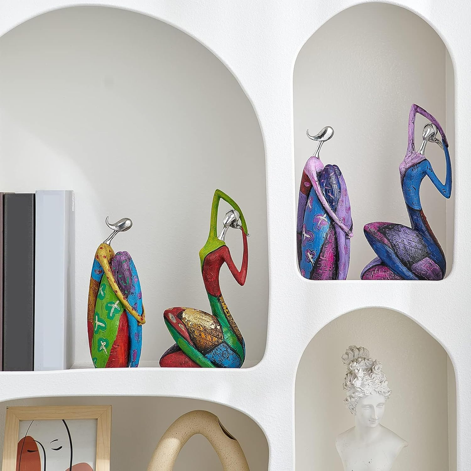 Octdays Art Female Sculpture Figurines, Abstract Woman Statue for Home Decor, Colorful Decorations for Living Room Shelf Office Cabinet Accents- A image number 4