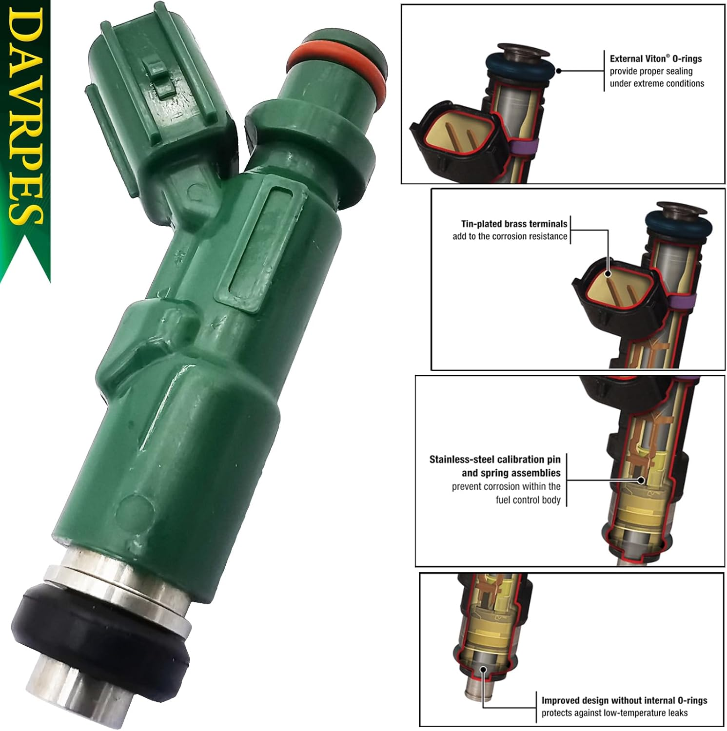 DAVRPES 4PCS 23250-21020 FJ343 Fuel Injectors 12 Holes Disc Engine Fuel Spray Nozzle for Toyota Prius 2001-2009 Echo 2000-2005 1.5L-L4, for Scion XA XB 2004-2006 1.5L-L4 Replace#23209-21020 image number 6