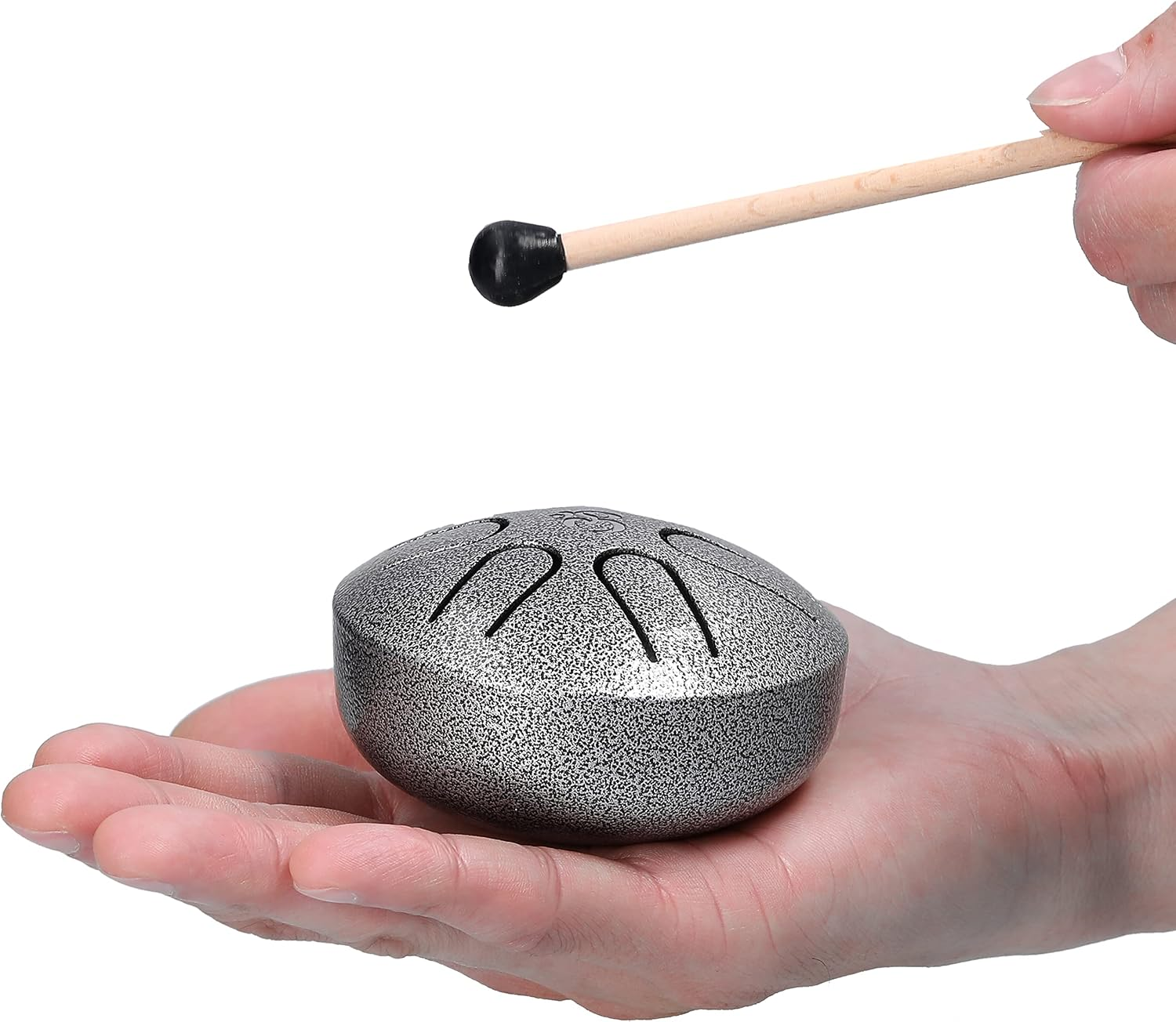 3 Inch 6-Tone Steel Tongue Drum Hand Pan Drums with Drumsticks Percussion Musical Instruments