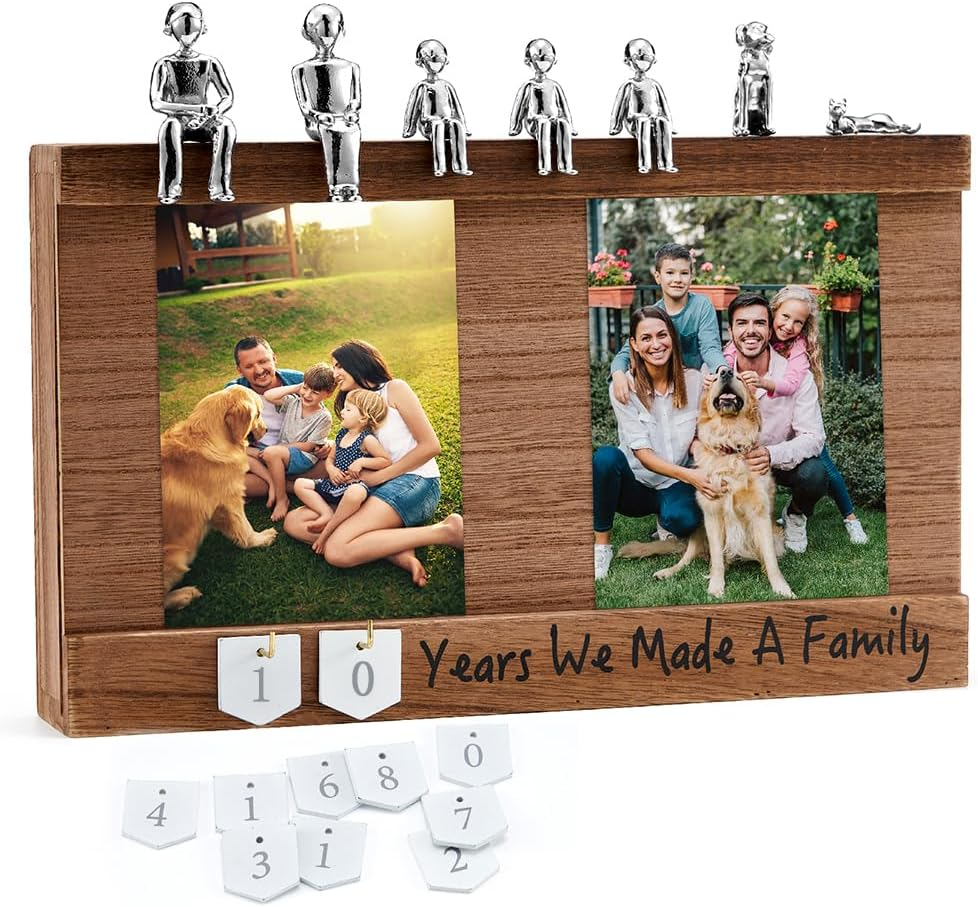 Personalized Romantic Wedding and Anniversary Keepsake Box with Family Statue - Wooden Memory Picture Box for Cherished Keepsakes and Ticket Storage - Elegant Couple Gift