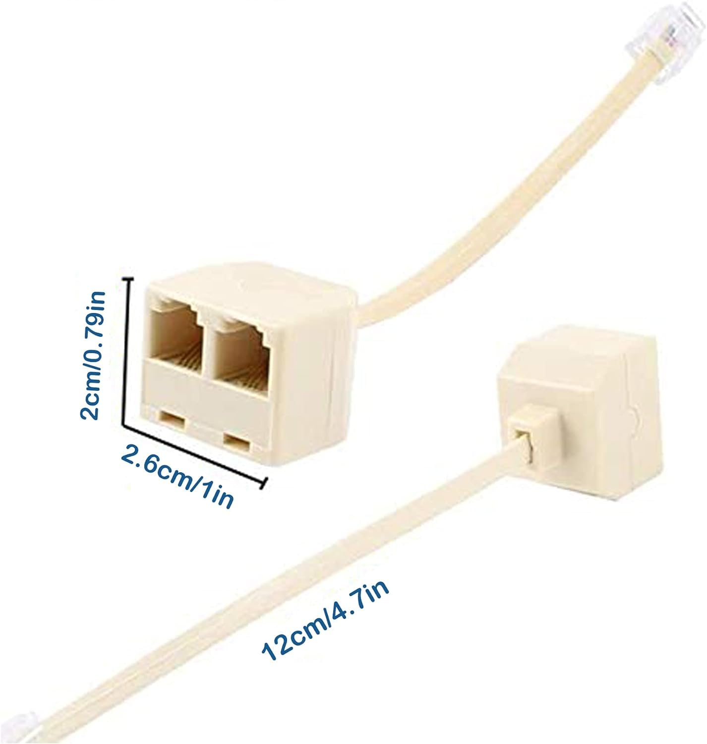 KEWAYO 2PCS Telephone Splitter, RJ11 Male to Female Two Way Telephone Splitter Converter Cable Splitter Adapter image number 1