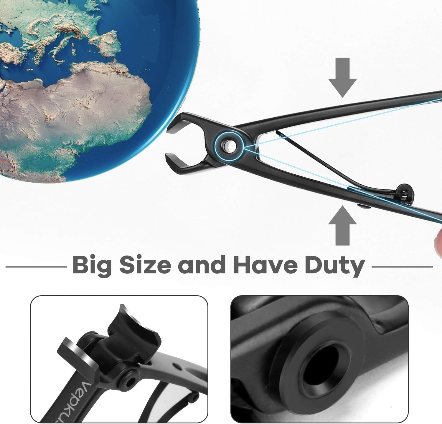 Nail Clippers for Thick Nails -Stainless Steel Heavy Duty, Wide Mouth Professional Fingernail and Toenail Clippers Set for Men, Women & Seniors,Black image number 5