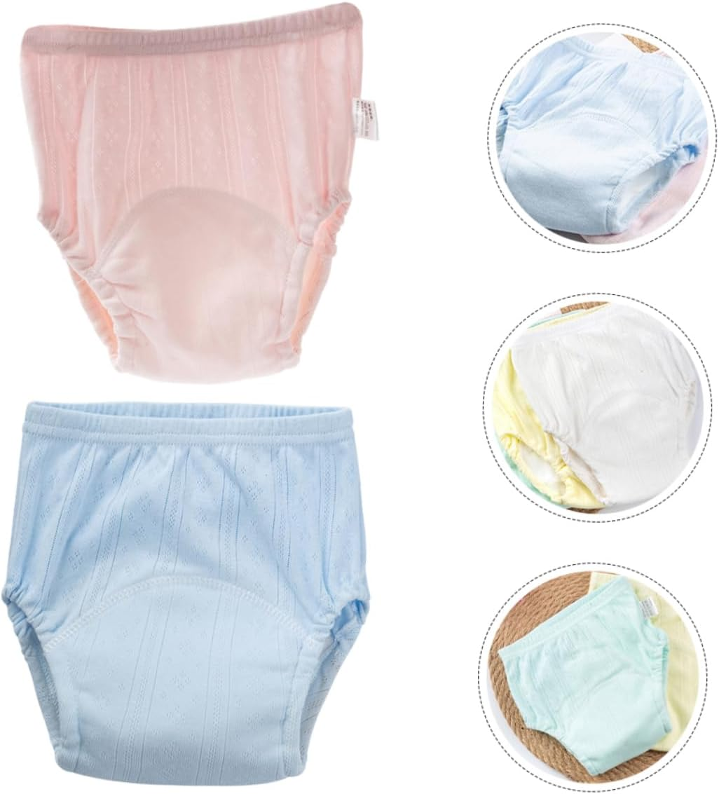 Vaguelly 2Pcs Cotton Reusable Diaper Pants Soft and Breathable Cartoon Training Pants for Boy Girl Washable Nappy for Toilet Training Mixed Colors Variations image number 4