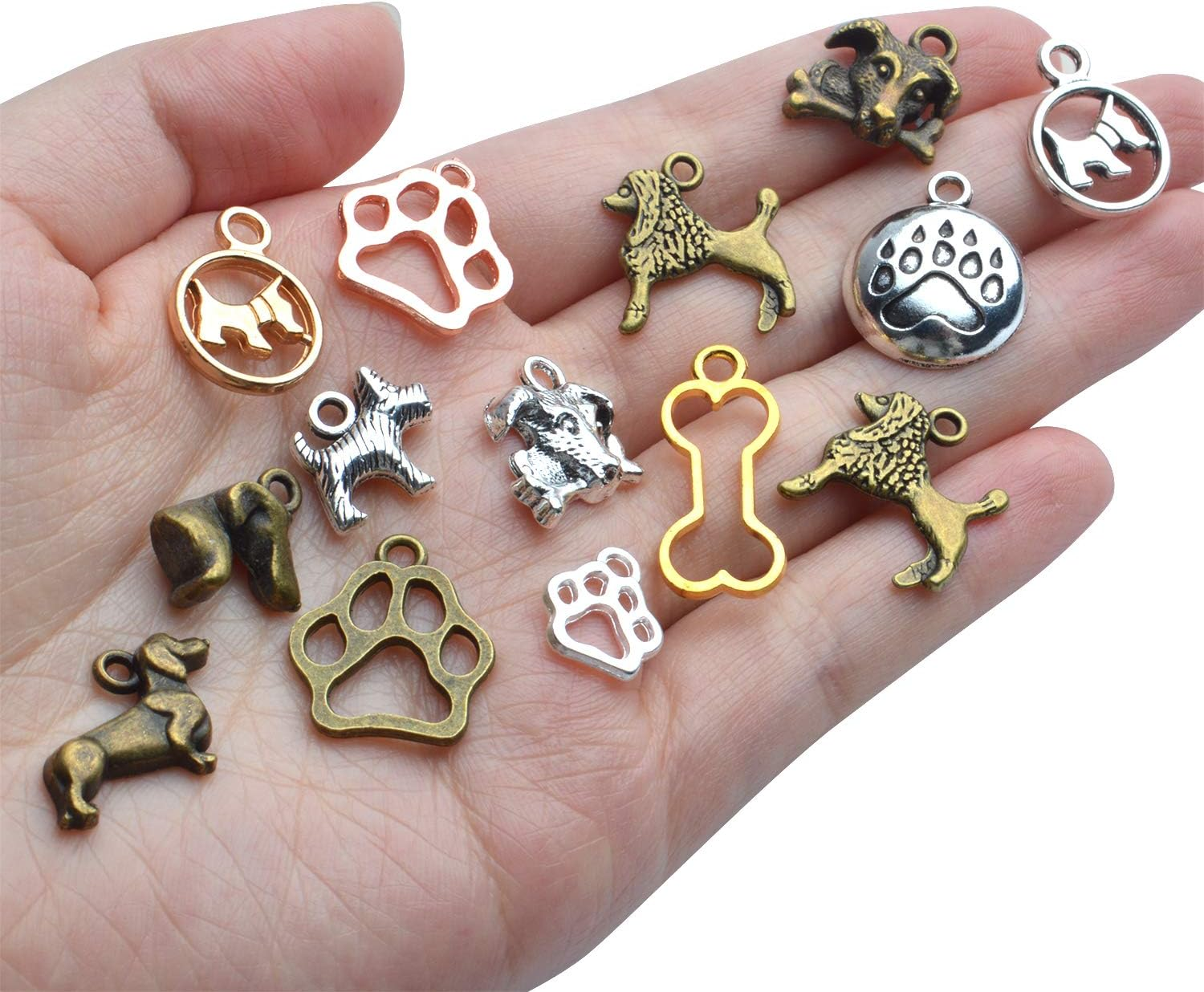 Dog Charms Bulk, 100 Gram Wholesale Mixed Antique Animal Charms Alloy Pet Dog Pendants Craft Supplies Jewelry Findings Accessory for DIY Necklace Bracelet Earring Crafting, Metal, Alloy image number 6
