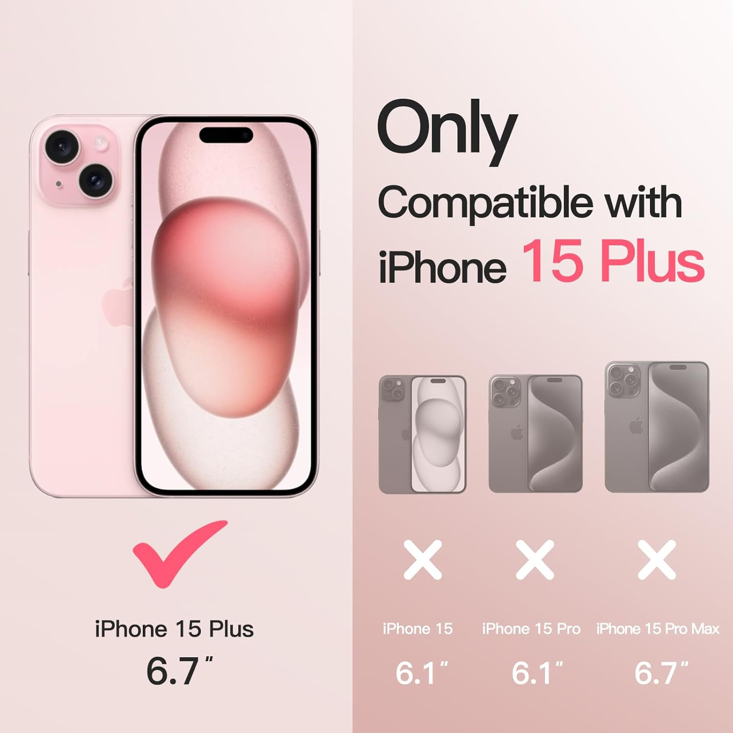 Jetech 360 Degree Rotatable Ring Case for Iphone 15 plus 6.7-Inch Compatible with Magsafe, Slim Shockproof Phone Cover with Stand & Ring Holder (Pink) - Blue image number 3