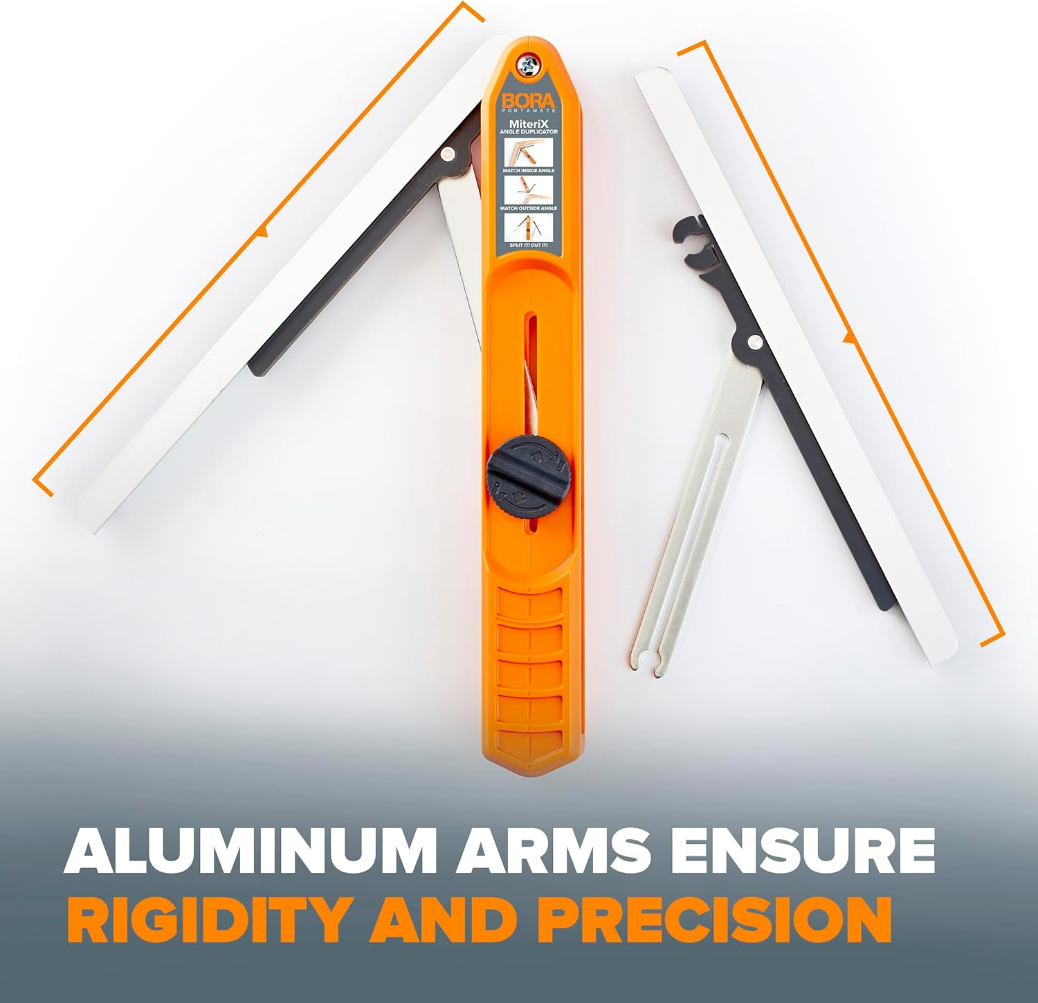 BORA 530401 Miterix Angle Duplicating Tool. Miter Duplicator/Angle Measuring Tool That Splits in Half so You Can Transfer the Exact Miter Angle to Your Miter Saw, Red/Silver image number 3