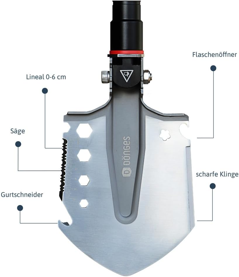 D&ouml;nges Multifunctional Folding Shovel Including 3 Lengths | Combination Shovel Made of Stainless Steel | Multi-Purpose Folding Shovel for Survival, Hiking, Camping | Survival Equipment with Camouflage image number 6