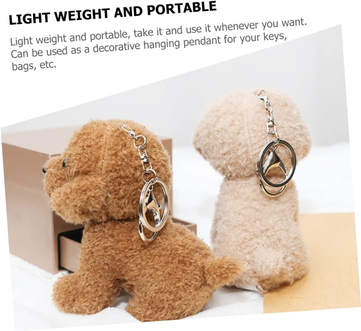 HAWILLOSCH Key Chain Plush Dog Pendant Keyrings Plush Bag Pendant Plush Dog Keychains Lovely Stuffed Dog Puppy Dog Keyring Stuffed Dog Keychains Puppy Bag Brown Pp Cotton image number 5