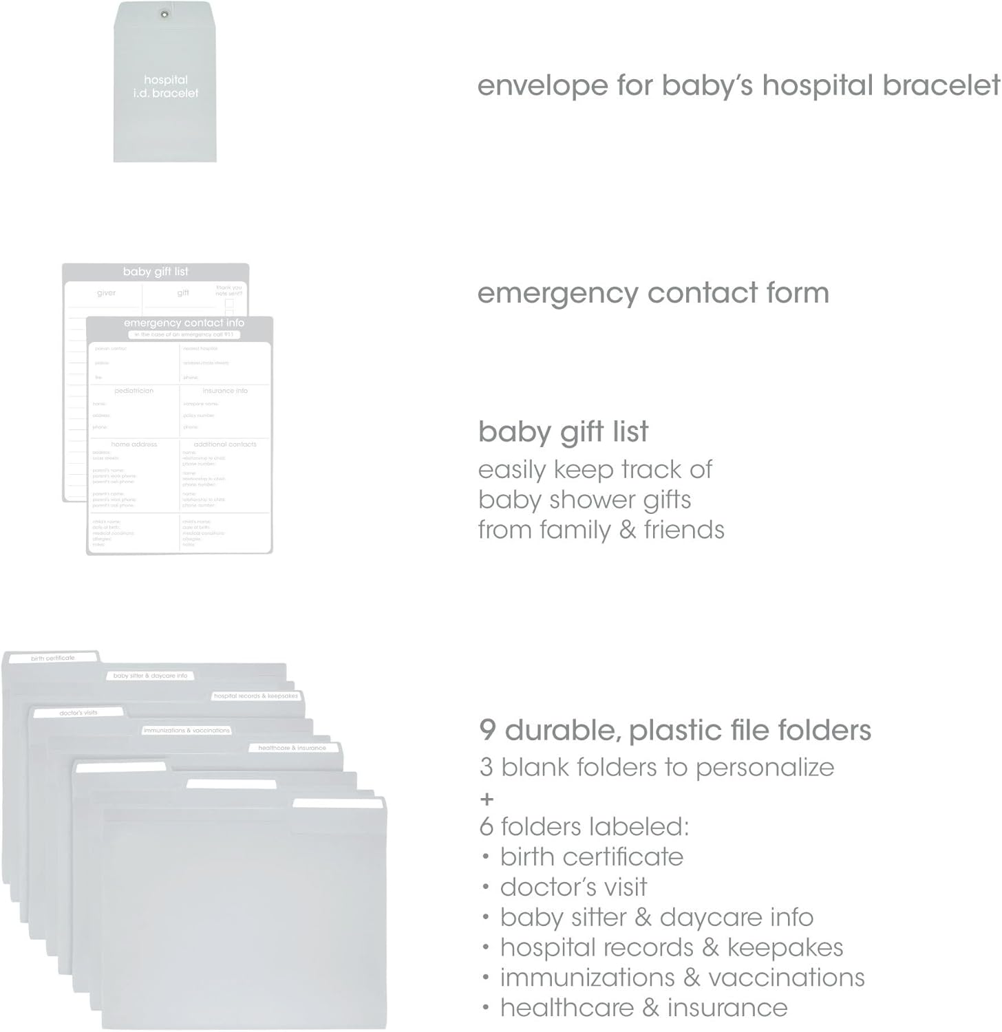 Pearhead Baby Document Organizer, Briefcase File Keeper to Store Baby'S Records, Makes Great Gift for New Parents or Addition to Baby Shower Registry, Gray Chevron, 1 Count (Pack of 1) image number 6