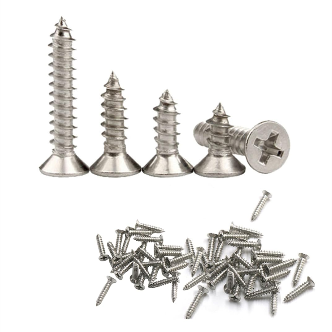 Naisfei 240Pc Stainless Steel Self-Tapping Screws Flat Head Assortment Set,M2X8 M2X10 M2.6X8 M3X12 Self Tapping Screws Stainless Steel Self Tapping Machine Screws Full Threaded Cross Slot Pan image number 3
