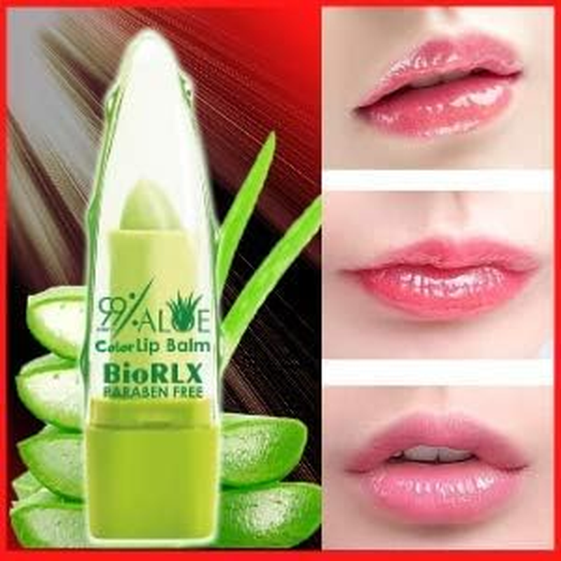 Biorlx 99% Aloe Vera Lip Balm with Color, Moisturizing Lip Plumper Temperature Color Change Lipstick Long Lasting Nutritious Aloe Vera (Two Bottles Lip Balm, Tinted)
