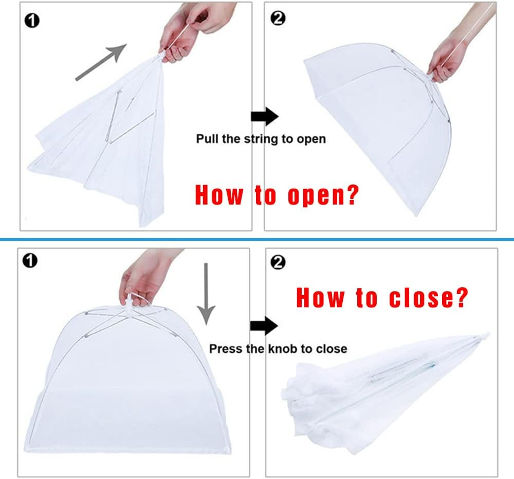 Food Covers for Outside,3 Extra Large 40"X24" and 3 Pack Large 17"X17" Pop-Up Mesh Food Tent Food Cover for outside BBQ Camping Picnic Party Accessories Keep Out Fly Bug Mosquito image number 5