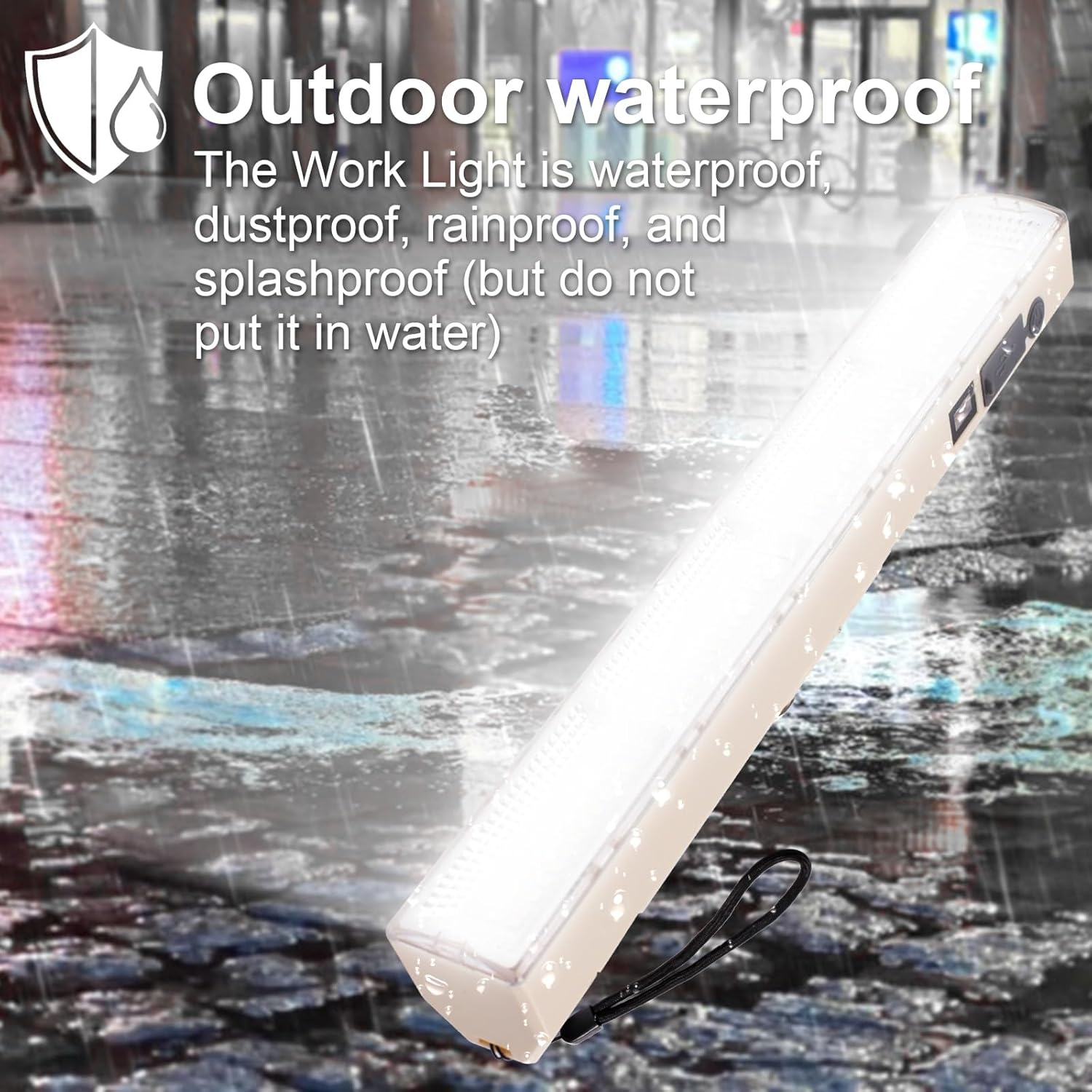 Rechargeable LED Work Light 32CM, Portable Flood Light LED Flashlight Floodlight Camping Lights Spotlights, Security Light for Car Repair Warehouse Garden Fishing Camping Hiking Emergency image number 6