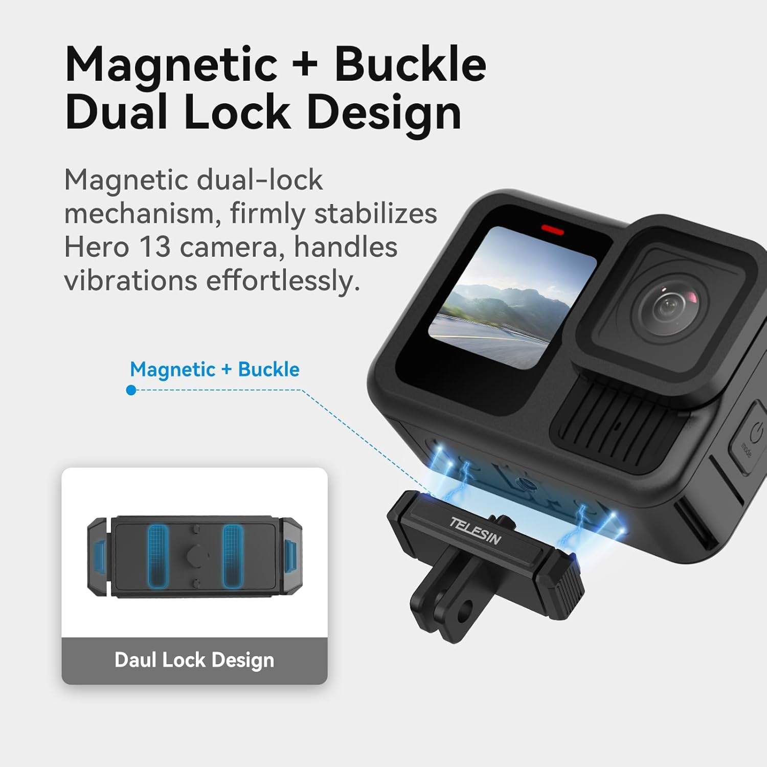 TELESIN Magnetic Adapter Mount for Hero 13 Black Quick Release Adapter with Connection Adapter - Hero13 Accessories, Attachable Tripod, Vlogging image number 4