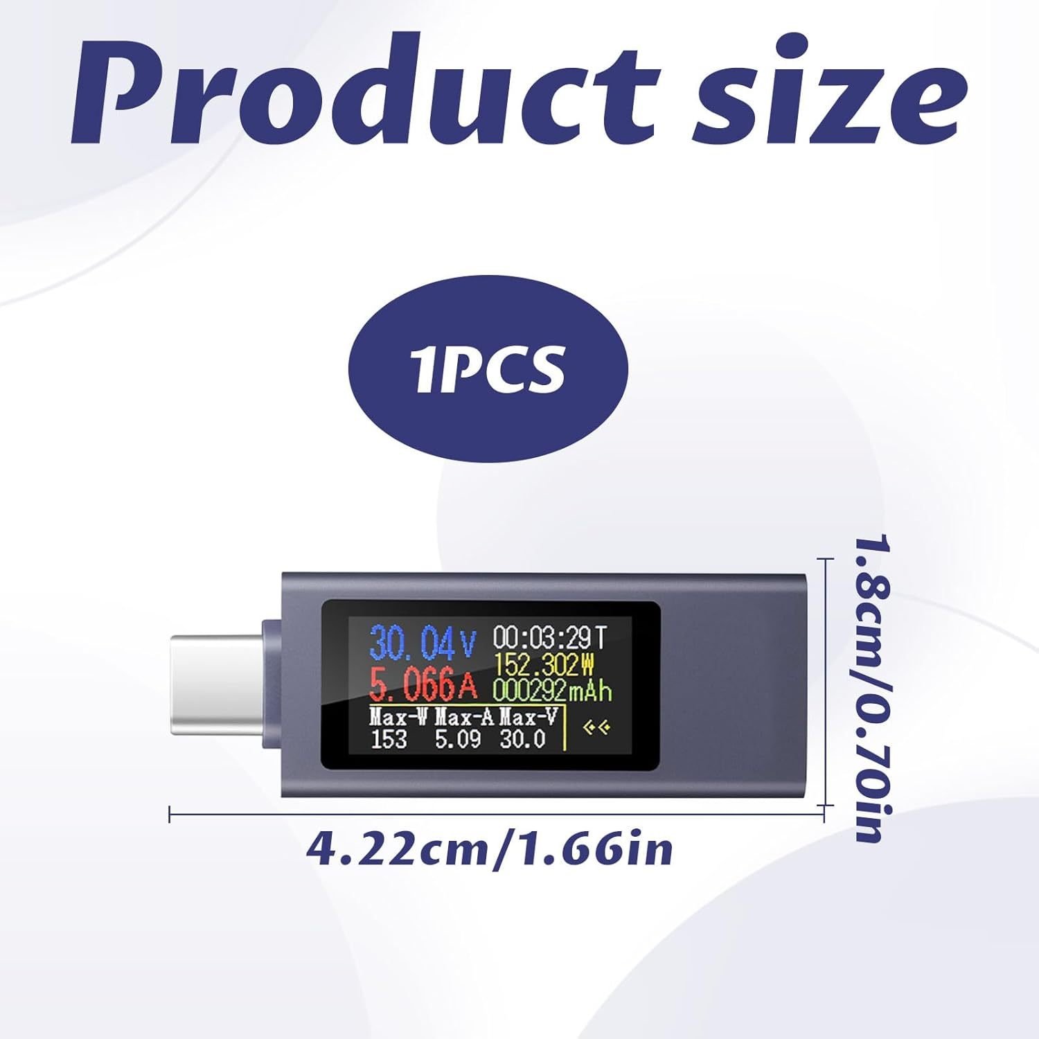 USBC Tester Power Meter, Usb-Tester, Type C Voltage and Current Tester-Meter, Aluminum Alloy Housing with Colorful LED Display, Support Fast Charging Test, Usbcable Charger Detector image number 4