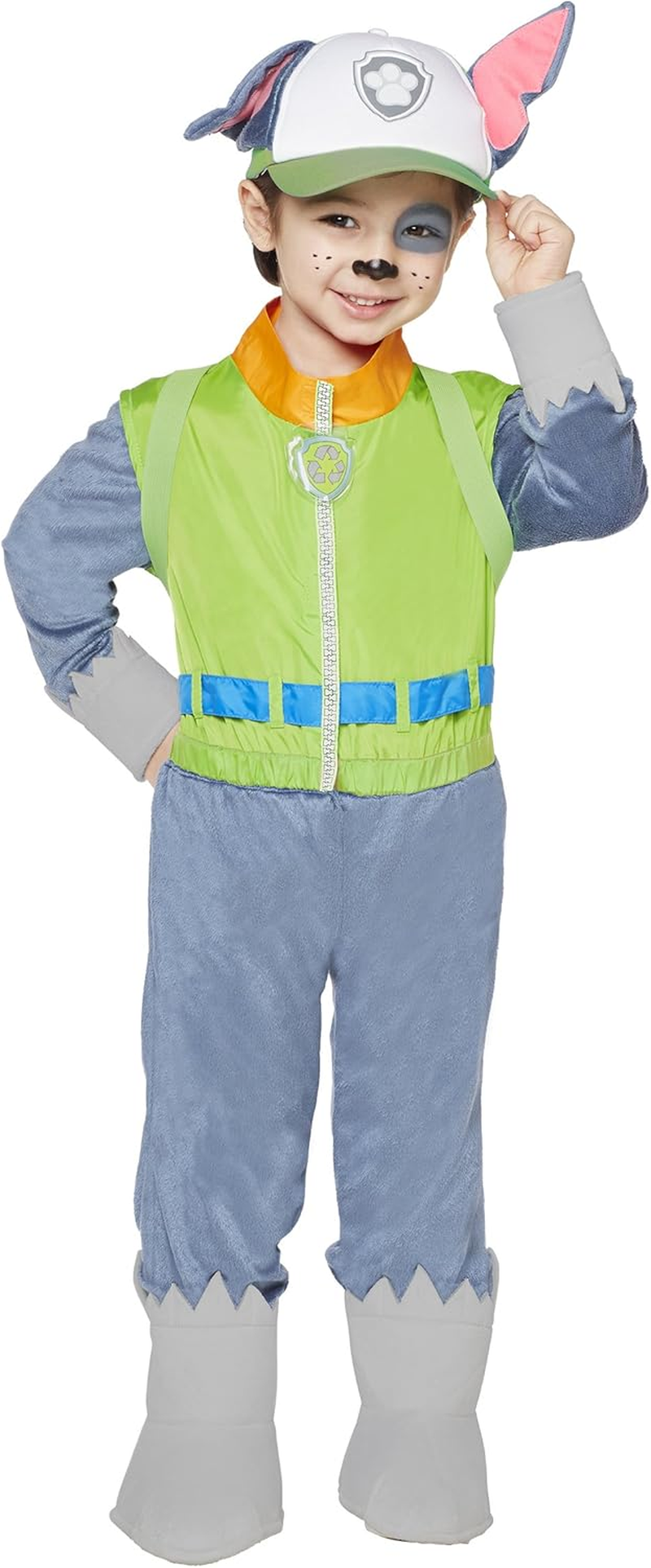 Spirit Halloween PAW Patrol Toddler Rocky Costume | Officially Licensed | Group Costume | Jumpsuit Costume image number 1