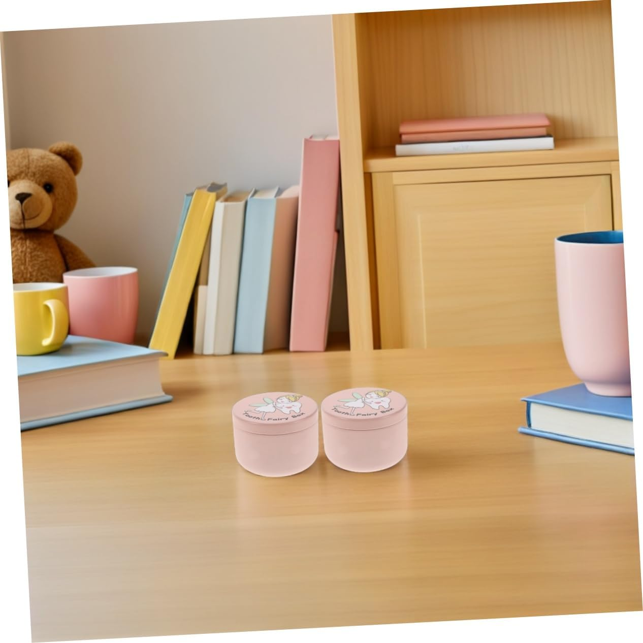 2Pcs First Tooth Container: Tooth Holder Umbilical Cord Keepsake Case Cute Baby Teeth Keepsake Box Fetal Hair Container Fairy Box Pink image number 2