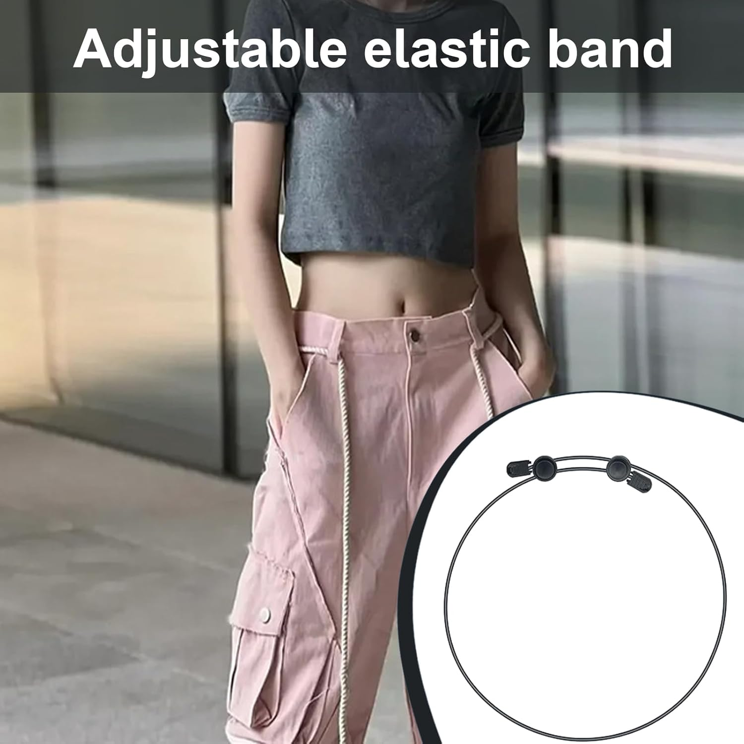 Jumper Tuck Band, 115CM Adjustable Crop Tuck Waist Band, Invisible Stretchy Elastic Waist Belt for Women, Stretchable Elastic Belt Women Tucking Jumpers, for All Clothing Types image number 1