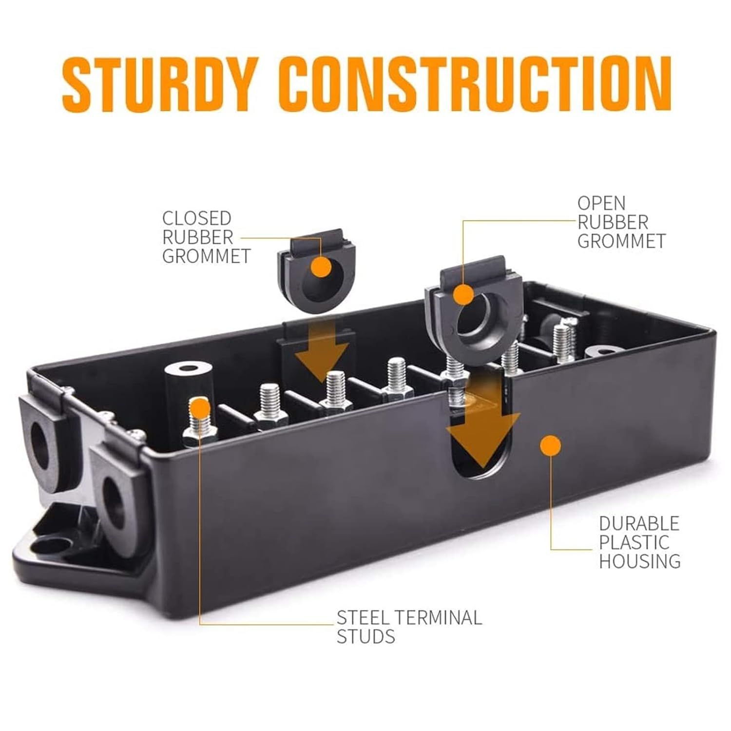 Trailer Junction Box, 7 Way Waterproof ABS Distribution Block Box Terminal Connector Extension Cable Connectors Box for Trailers, Boats, Dining Cars image number 1