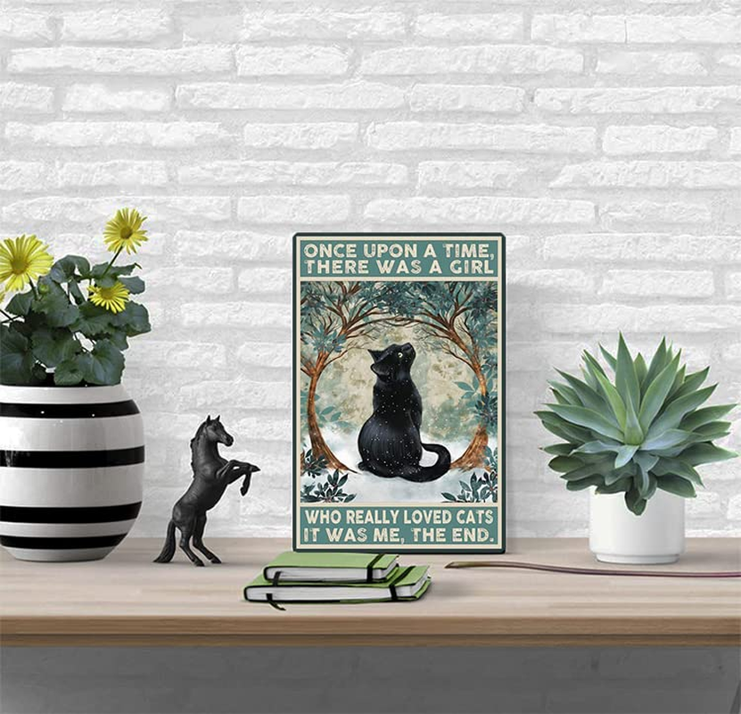 Bestylez Funny Black Cat Signs Cat Pictures Cat Poster Wall Decor, Cat Lover Gifts for Women Girl - Once upon a Time There Was a Girl Who Really Loved Cats, 8 X 12 Inch (513) image number 4